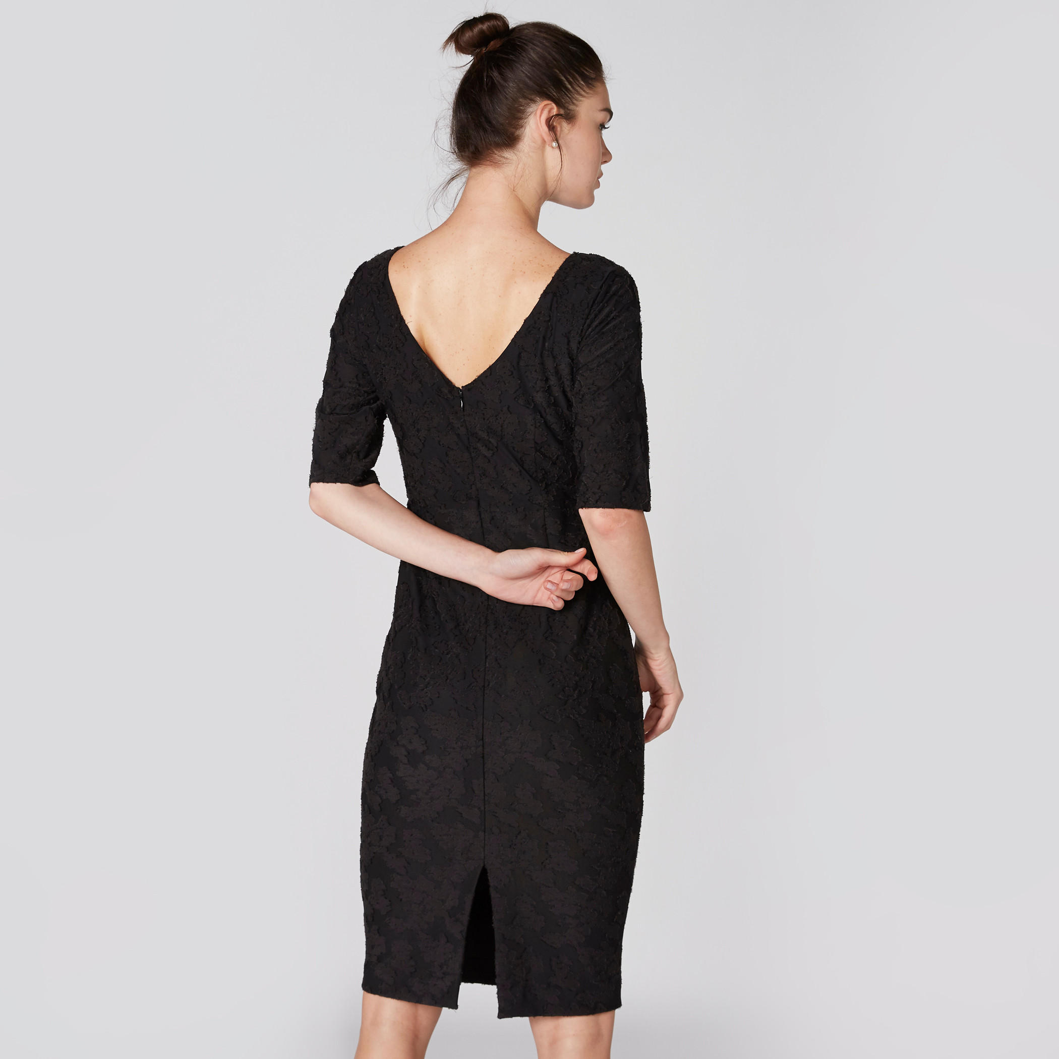 فستان ضيّق بارز الملمس بسحّاب إغلاق وفتحة-women-clothing-dresses-image-2