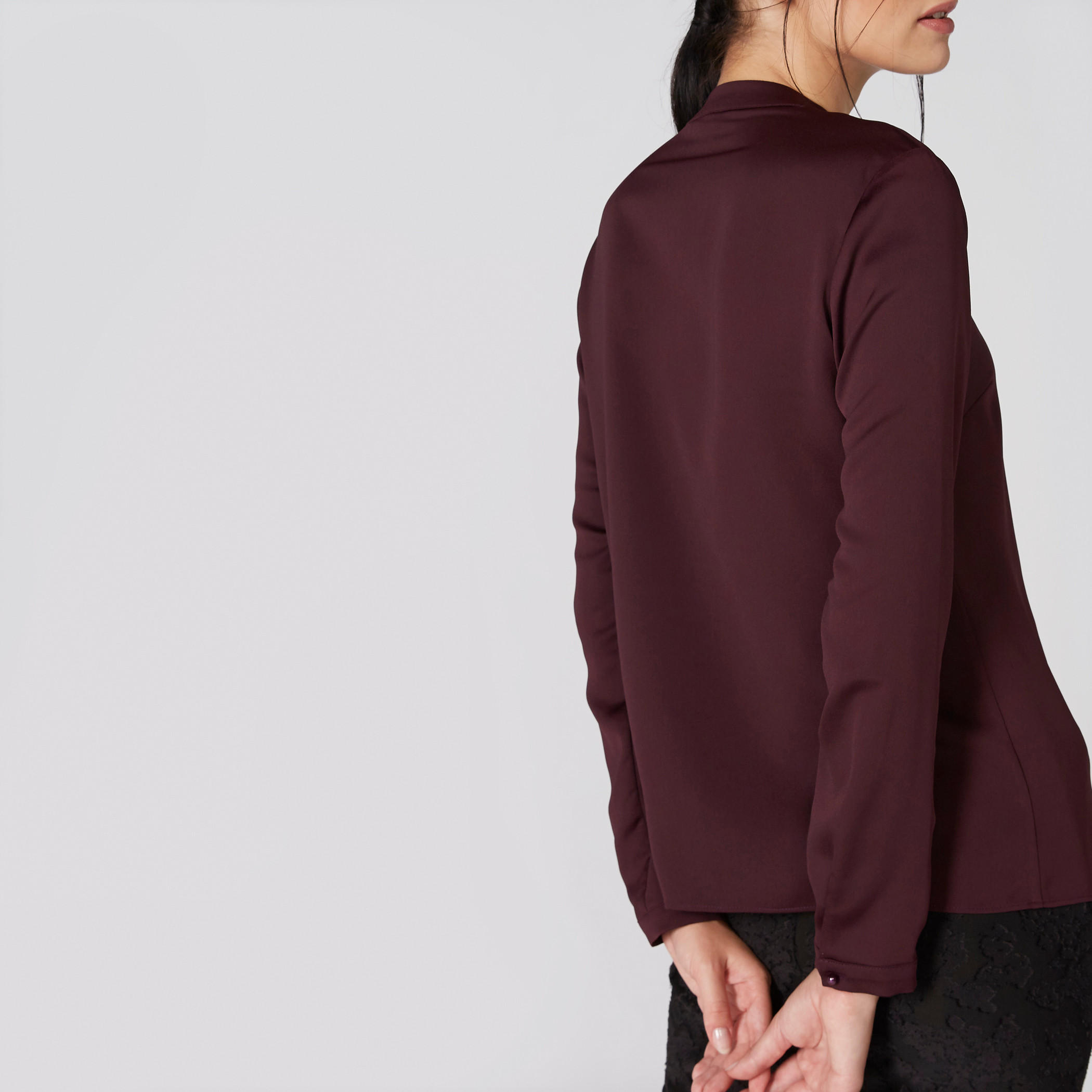 قميص بياقة ماندارين وأكمام طويلة وتفاصيل دانتيل-women-clothing-shirtsandblouses-blouses-image-2