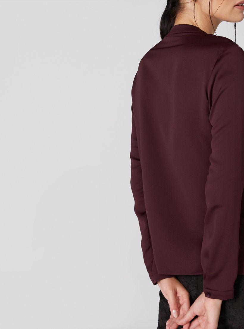 قميص بياقة ماندارين وأكمام طويلة وتفاصيل دانتيل-women-clothing-shirtsandblouses-blouses-image-2