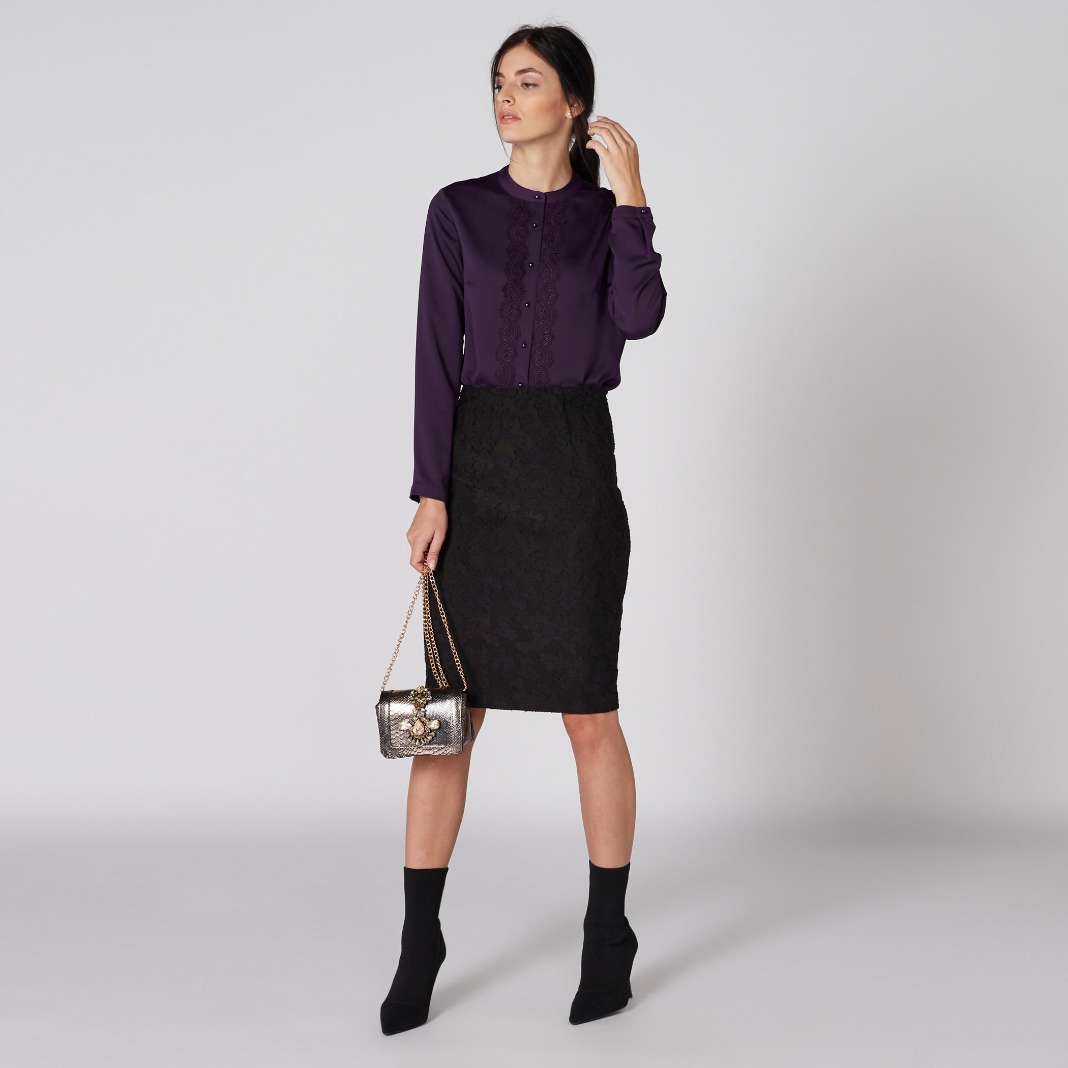 قميص بياقة ماندارين وأكمام طويلة وتفاصيل دانتيل-women-clothing-shirtsandblouses-blouses-image-1