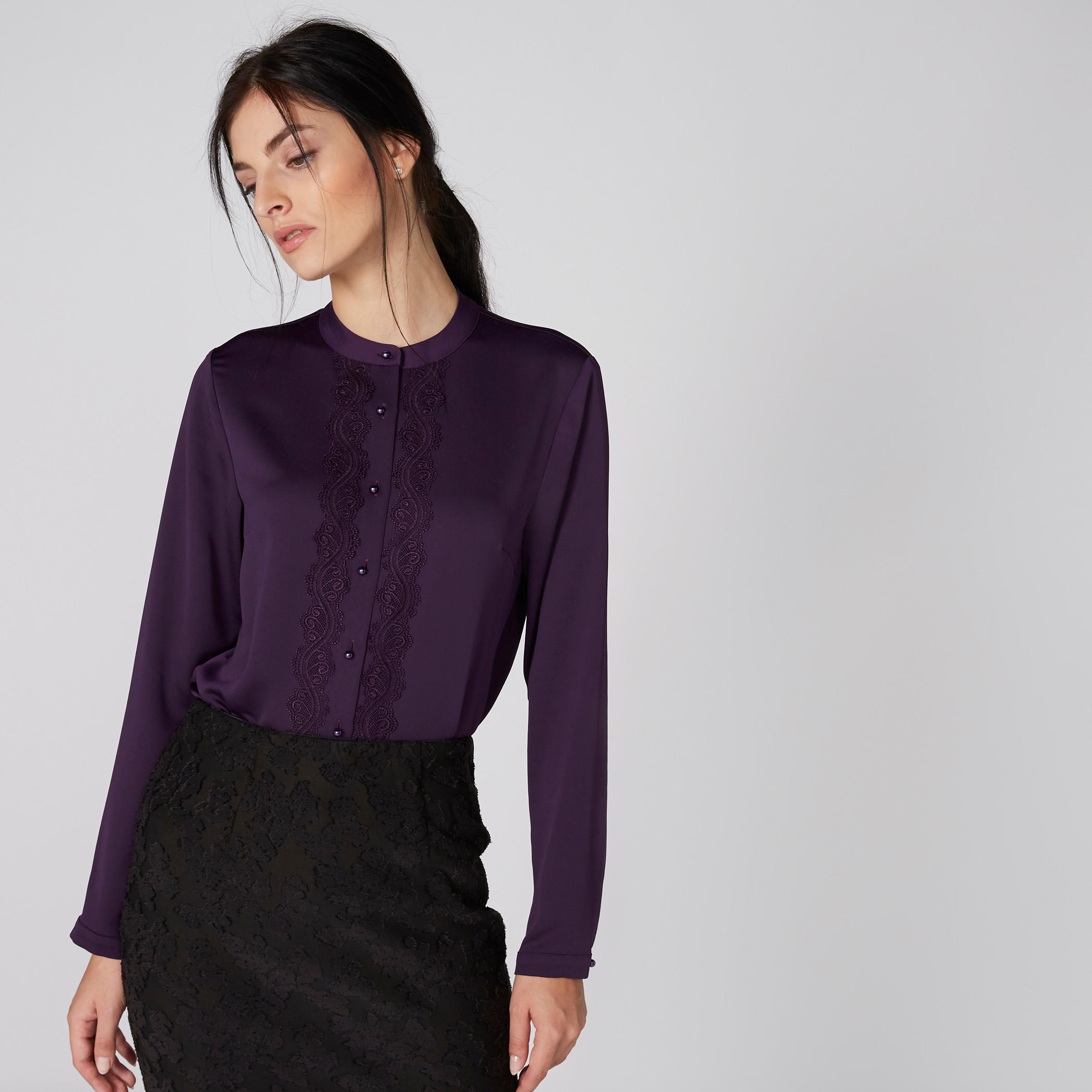 قميص بياقة ماندارين وأكمام طويلة وتفاصيل دانتيل-women-clothing-shirtsandblouses-blouses-image-3