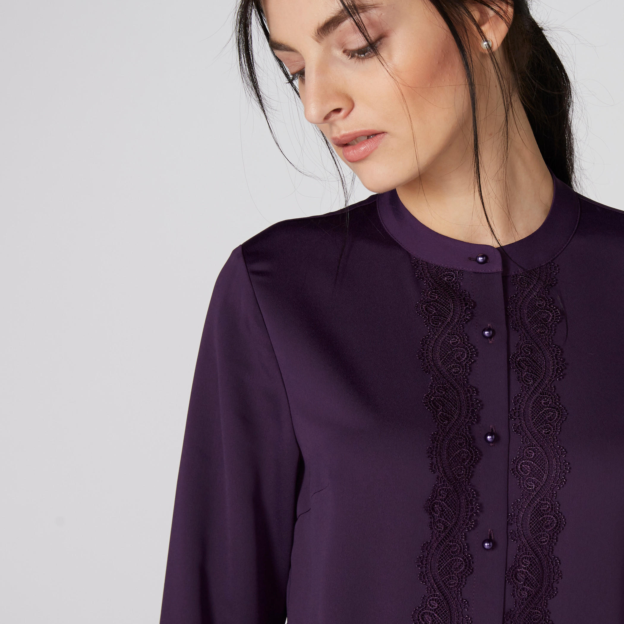 قميص بياقة ماندارين وأكمام طويلة وتفاصيل دانتيل-women-clothing-shirtsandblouses-blouses-image-4