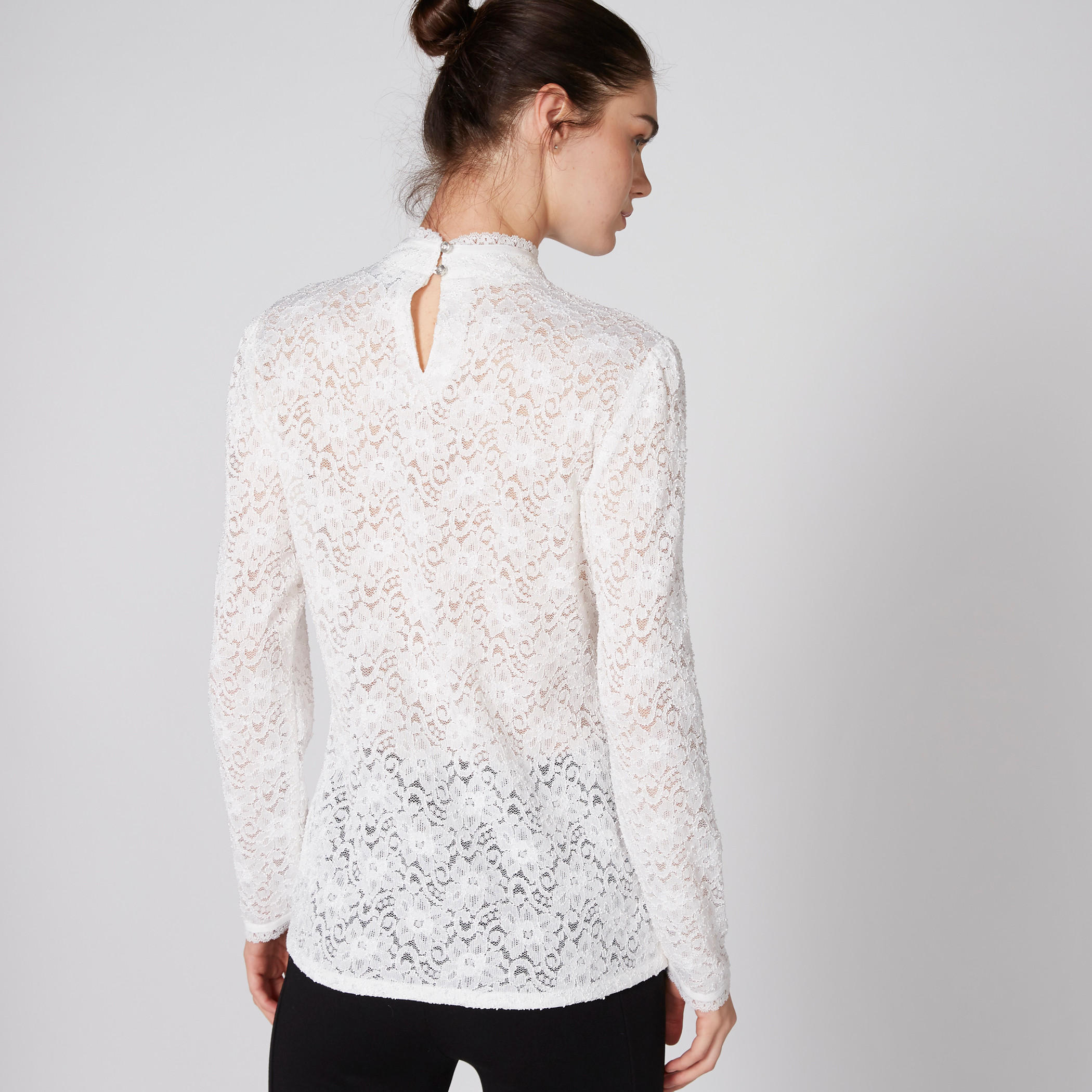 بلوزة دانتيل بياقة عالية وأكمام طويلة-women-clothing-shirtsandblouses-blouses-image-1