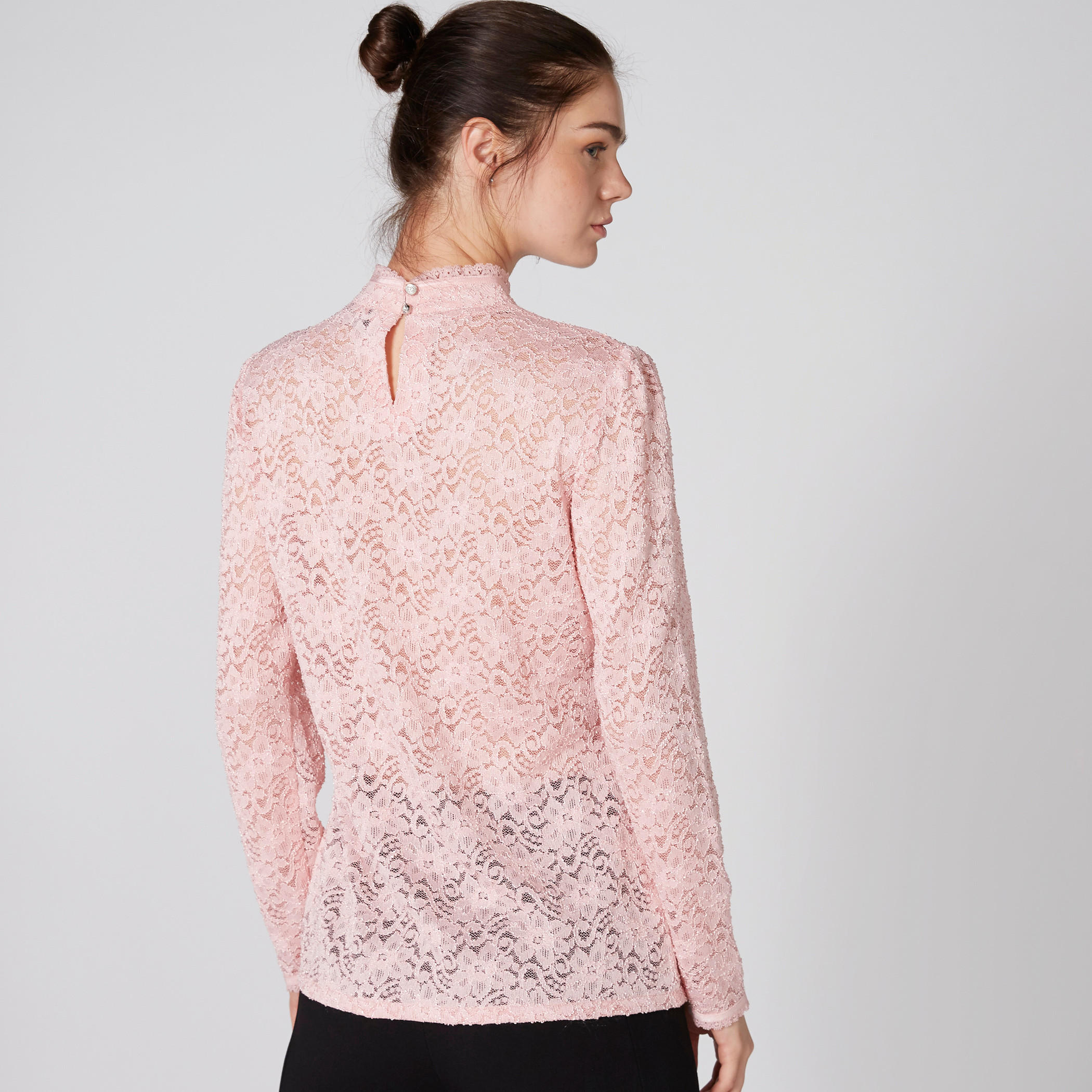 Lace Top with High Neck and Long Sleeves-women-clothing-shirtsandblouses-blouses-image-1