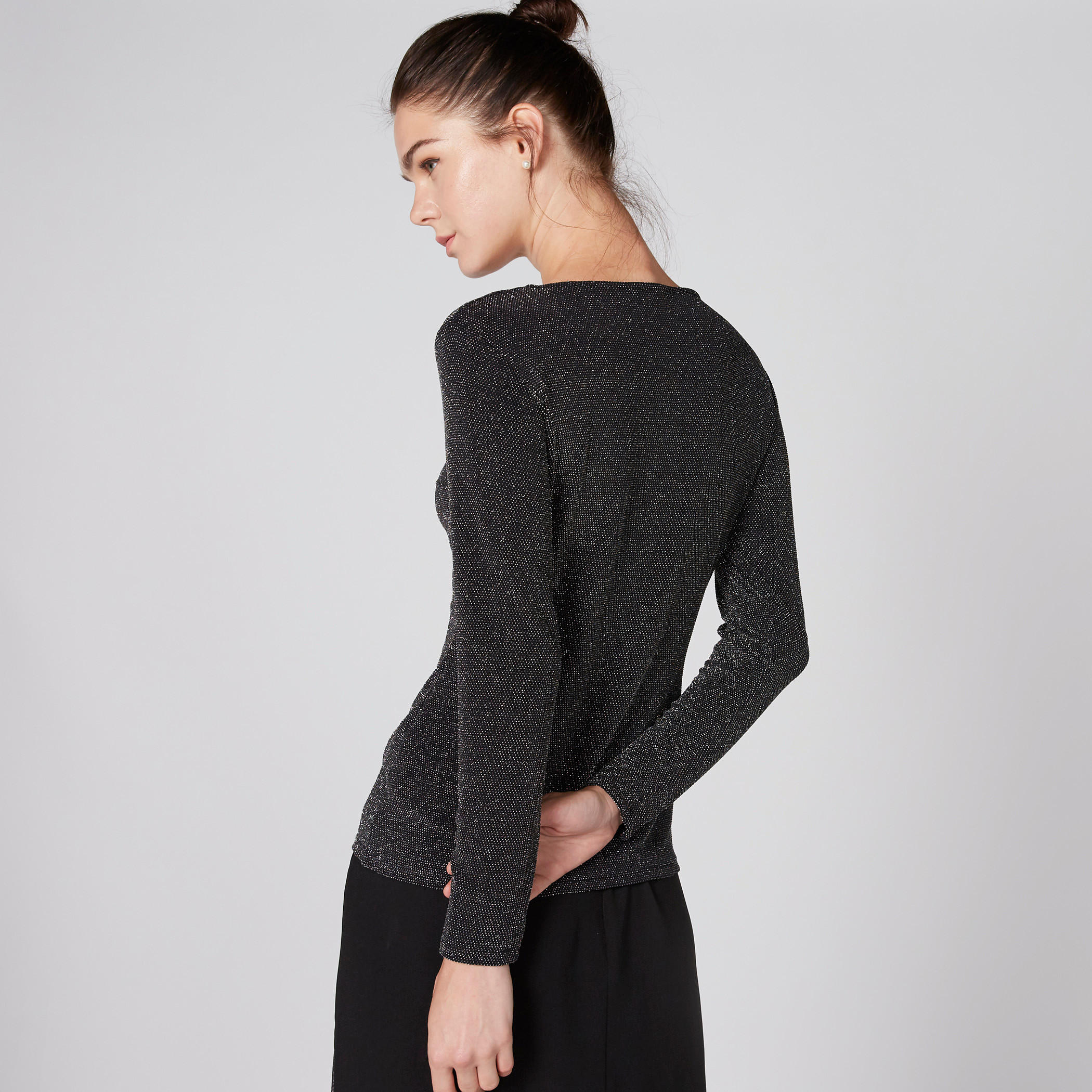 Textured Top with Round Neck and Long Sleeves-women-clothing-shirtsandblouses-blouses-image-1