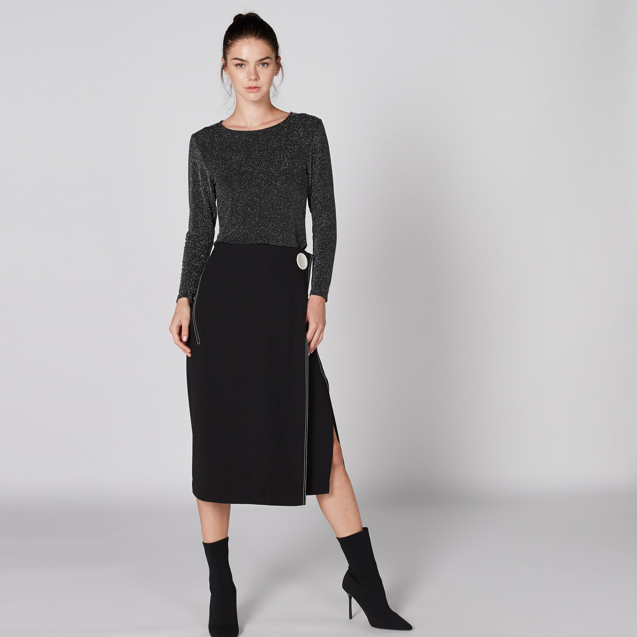 Textured Top with Round Neck and Long Sleeves-women-clothing-shirtsandblouses-blouses-image-2
