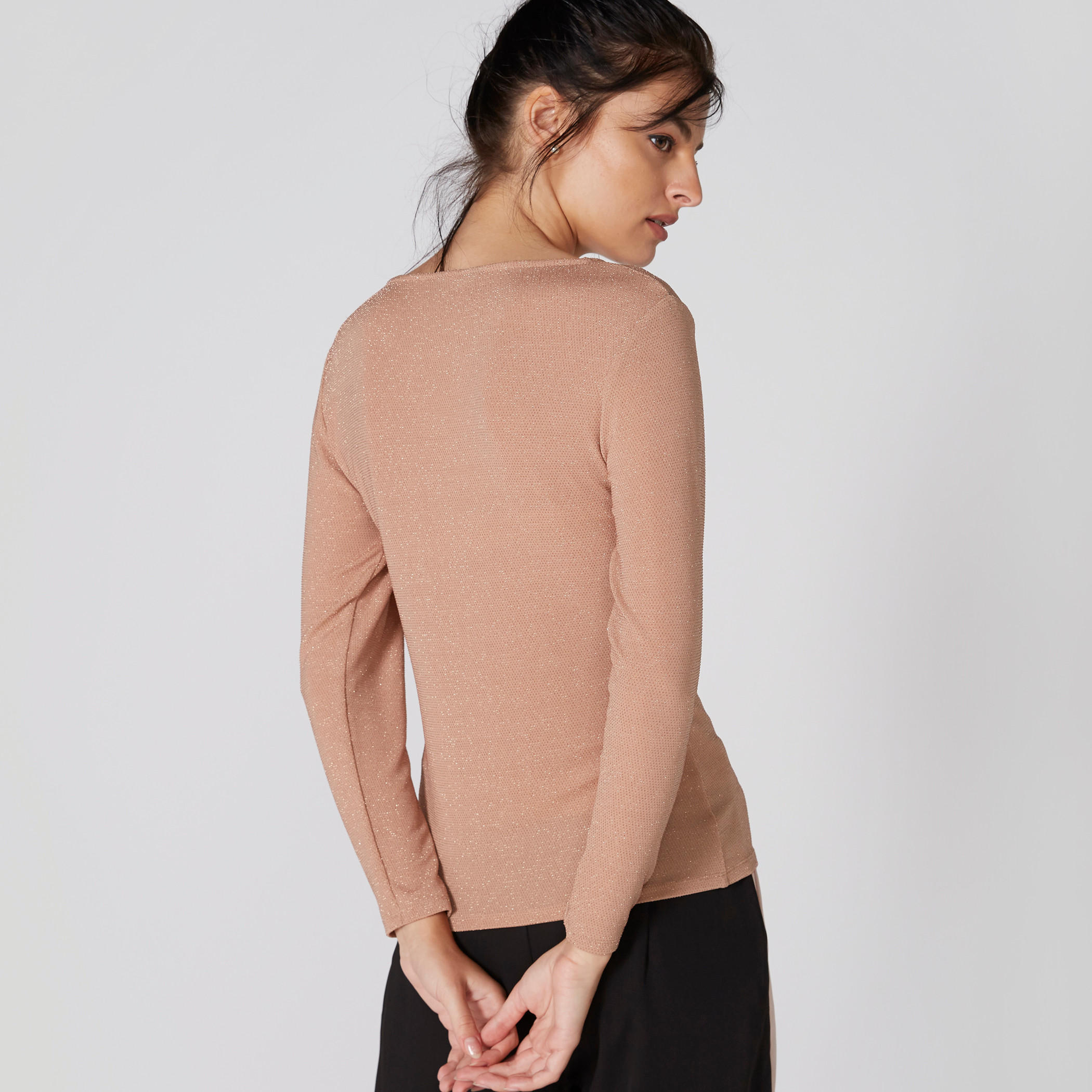 بلوزة بارزة الملمس بياقة مستديرة وأكمام طويلة-women-clothing-shirtsandblouses-blouses-image-2