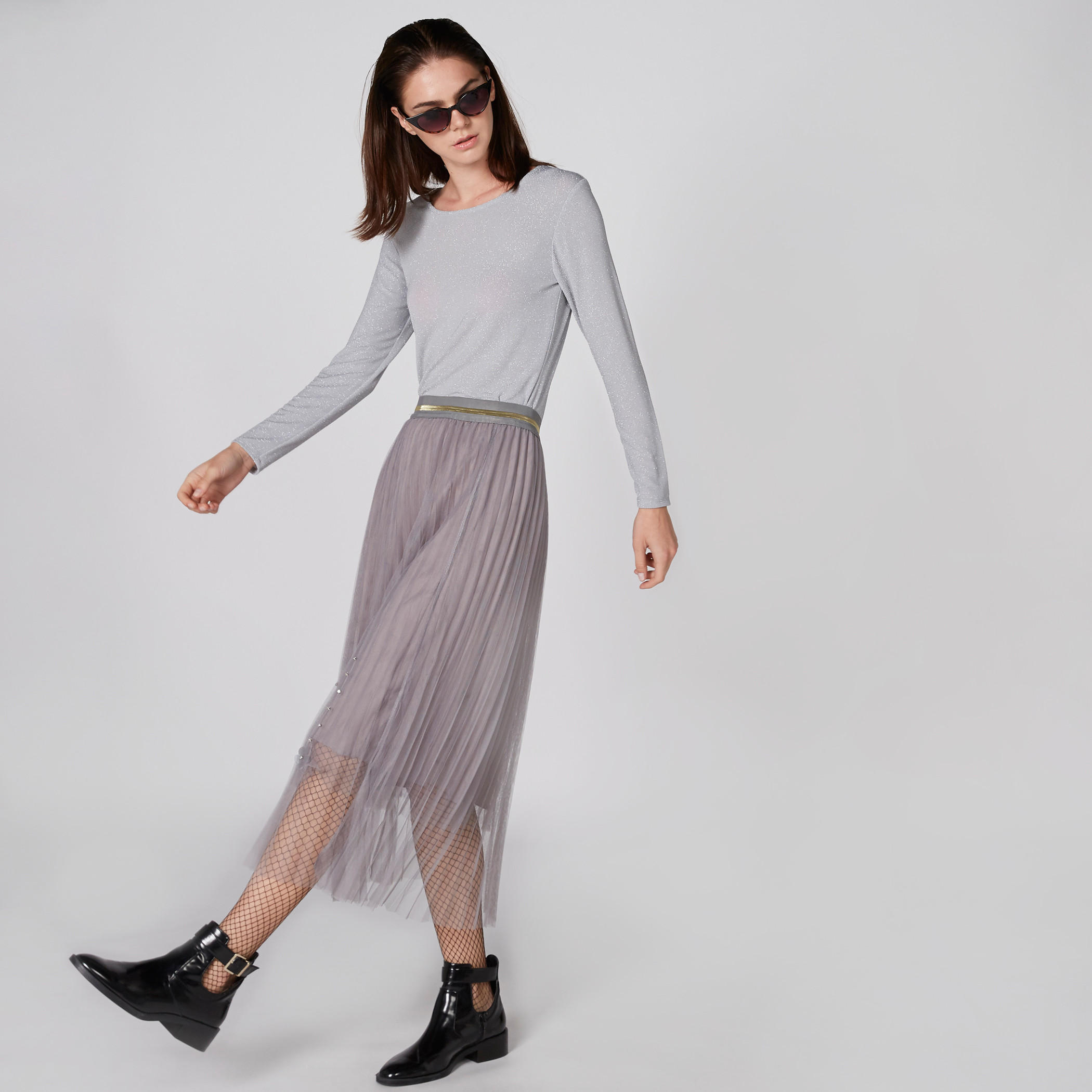 بلوزة بارزة الملمس بياقة مستديرة وأكمام طويلة-women-clothing-shirtsandblouses-blouses-image-3