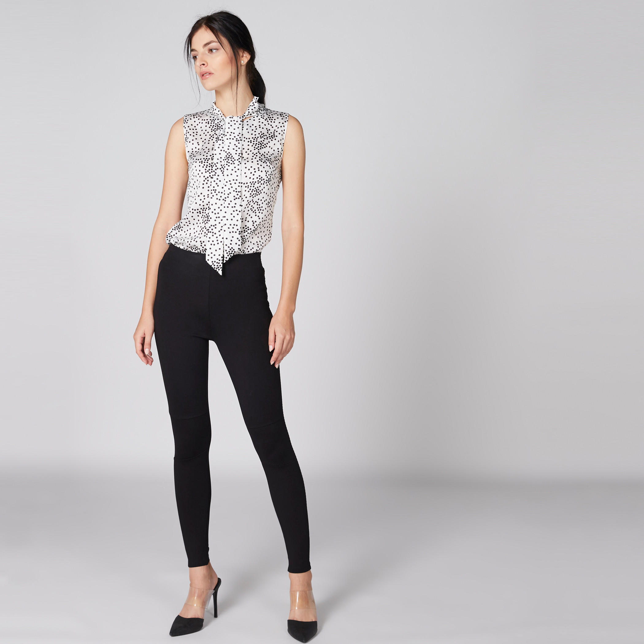 بنطال بونتي طويل بخصر مطّاطي-women-clothing-bottoms-trousers-image-1