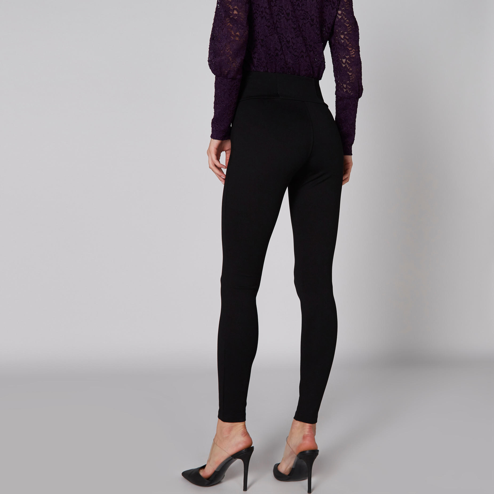 بنطال بونتي طويل بخصر مطّاطي-women-clothing-bottoms-trousers-image-2