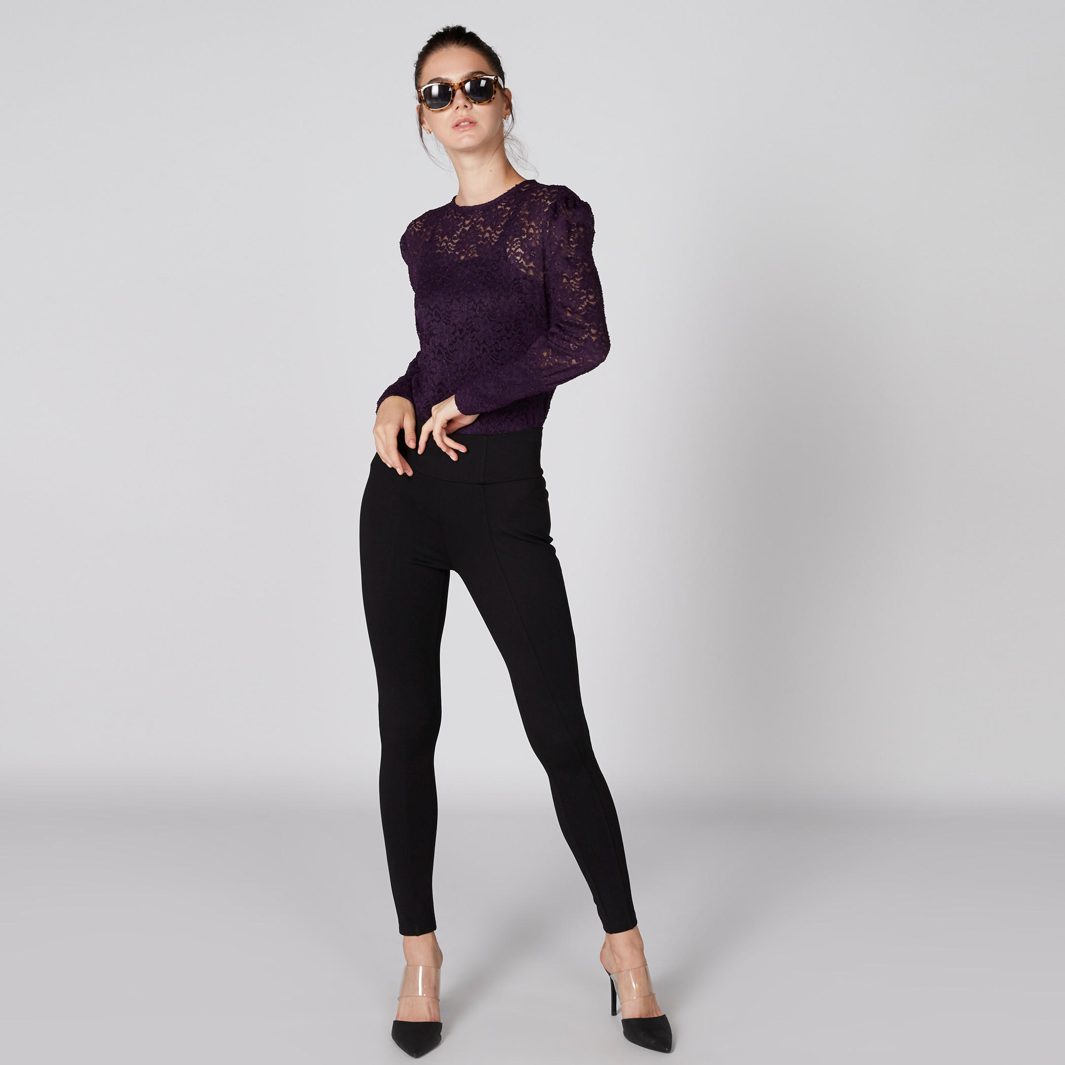بنطال بونتي طويل بخصر مطّاطي-women-clothing-bottoms-trousers-image-3