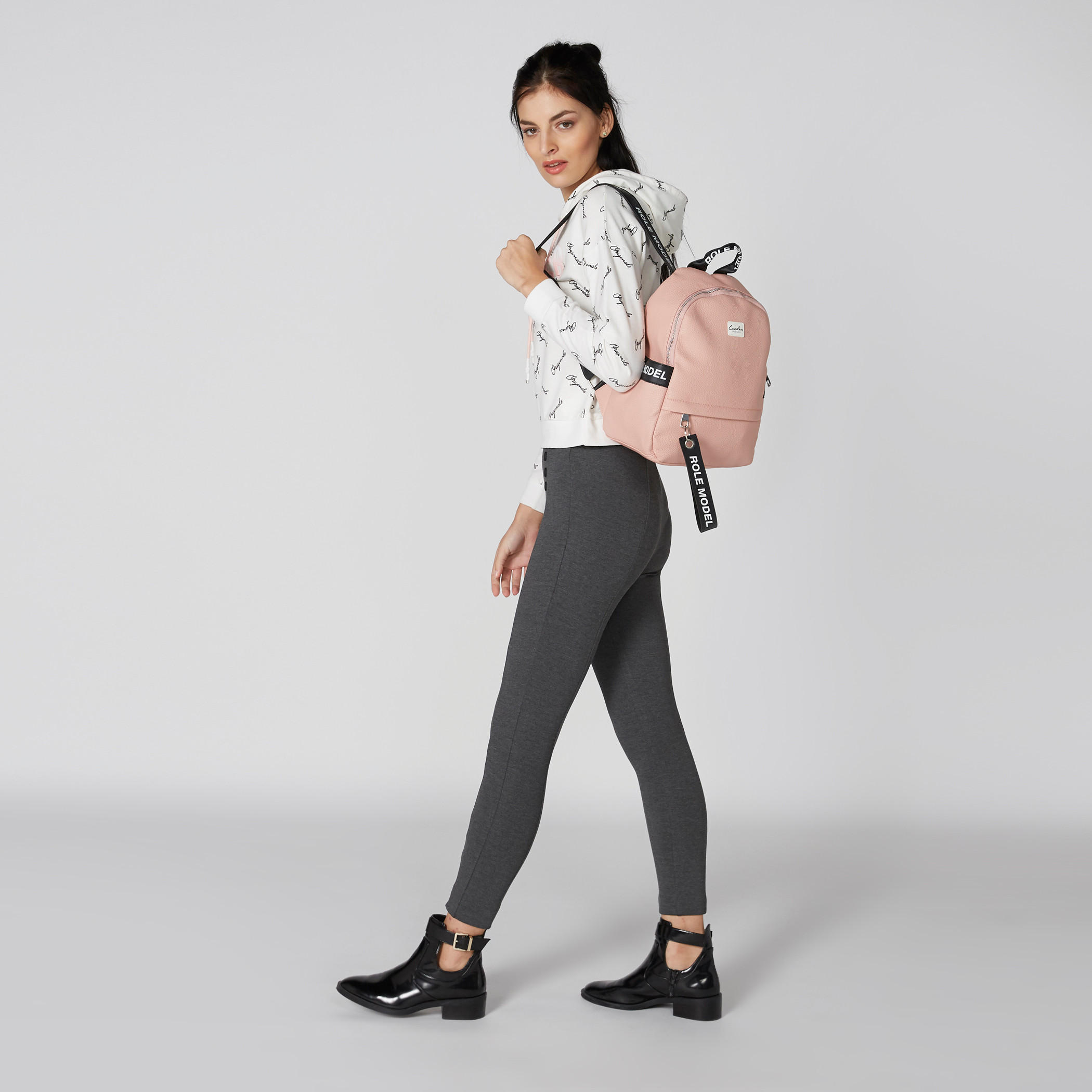 بنطال بونتي طويل بخصر مطّاطي وأزرار-women-clothing-bottoms-trousers-image-1