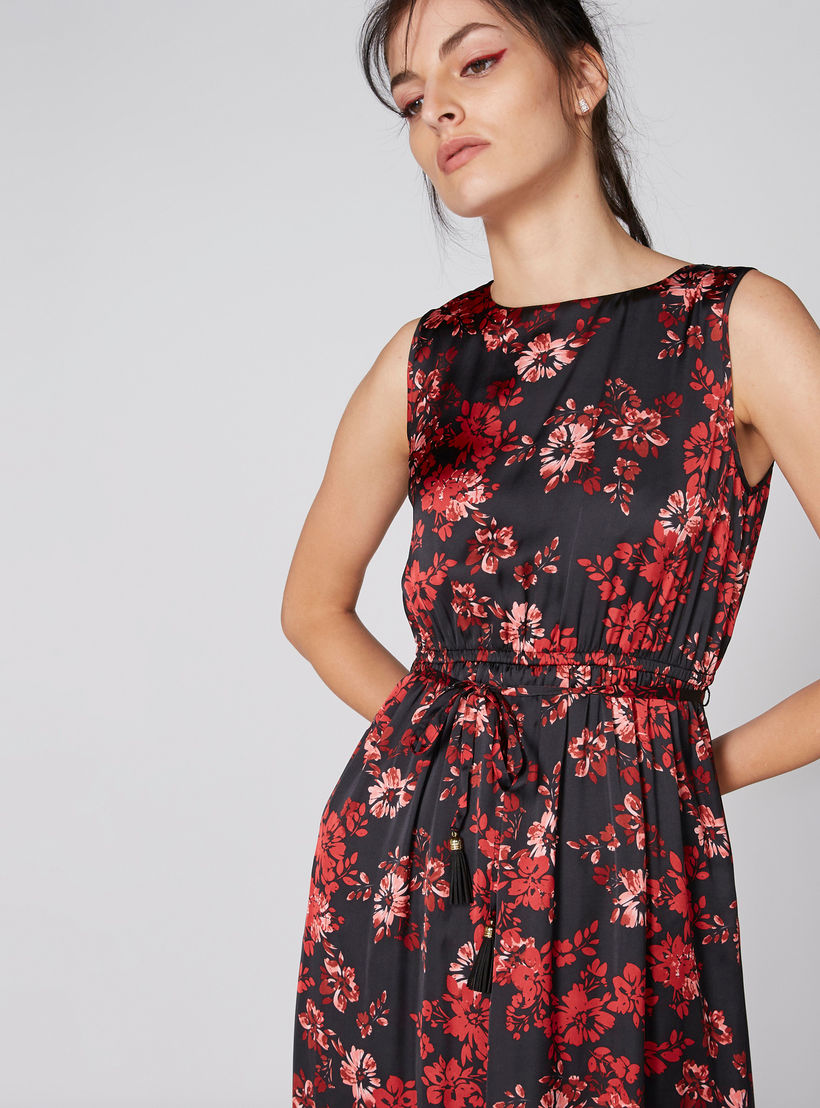 فستان طويل دون أكمام بياقة قارب ورباط وطبعات أزهار-women-clothing-dresses-image-4