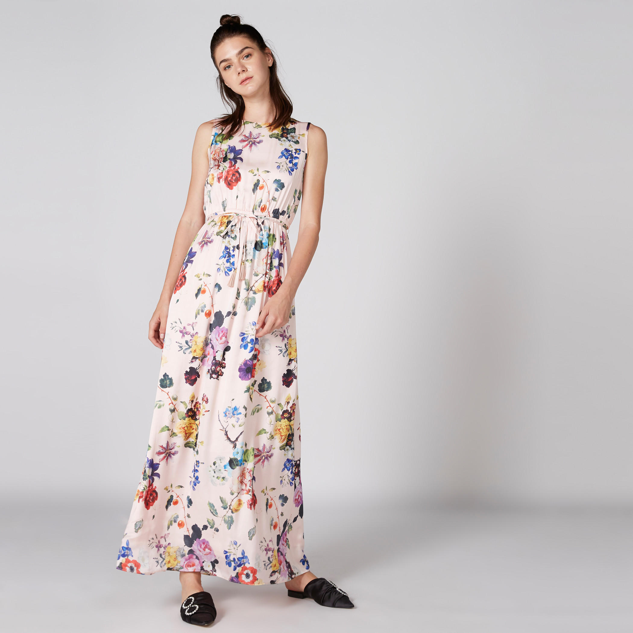 فستان طويل دون أكمام بياقة مستديرة ورباط وطبعات-women-clothing-dresses-image-1