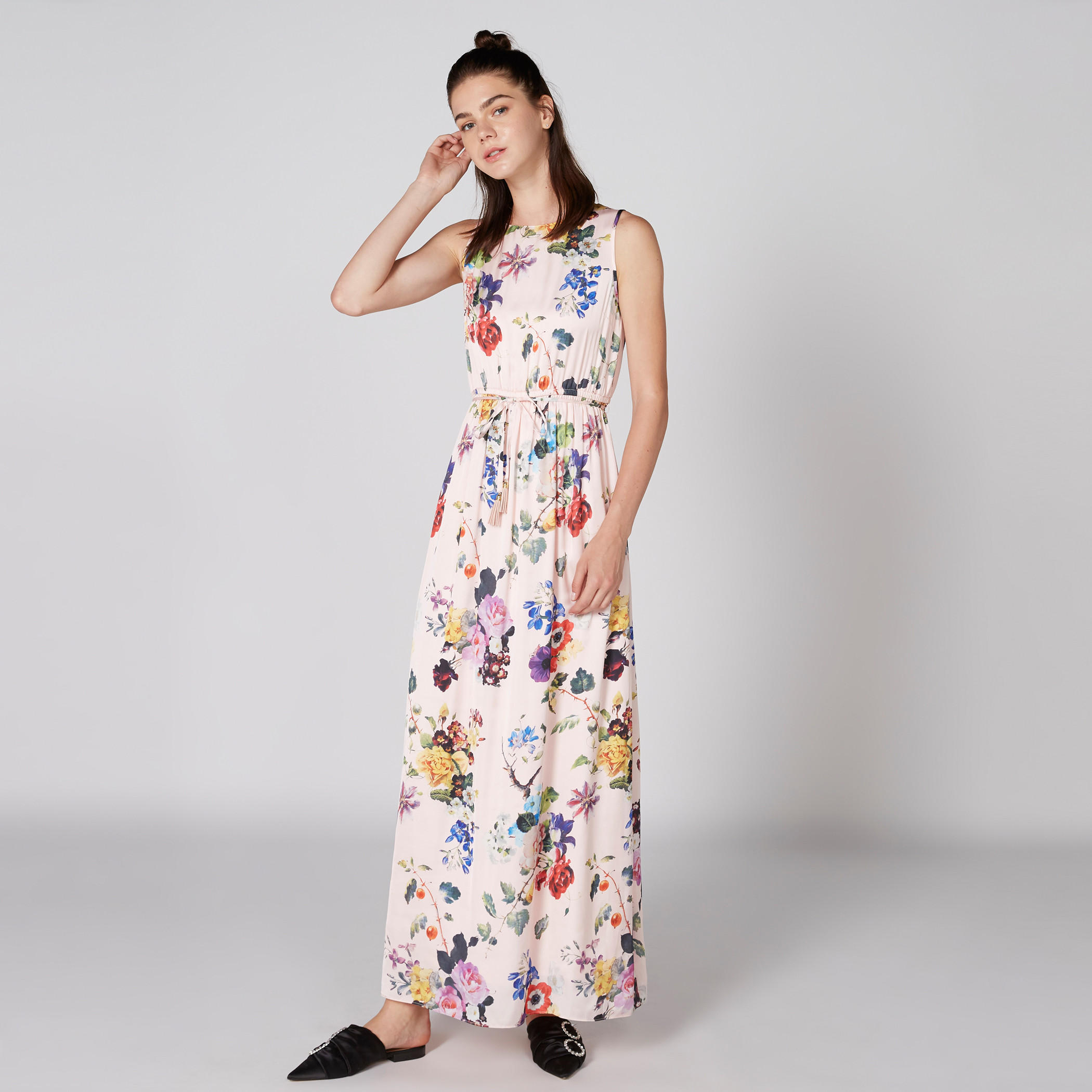 فستان طويل دون أكمام بياقة مستديرة ورباط وطبعات-women-clothing-dresses-image-3