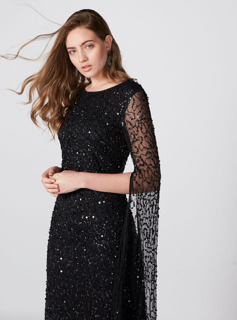 فستان طويل إيه لاين مزيّن بفتحة خلفية-women-clothing-dresses-image-1