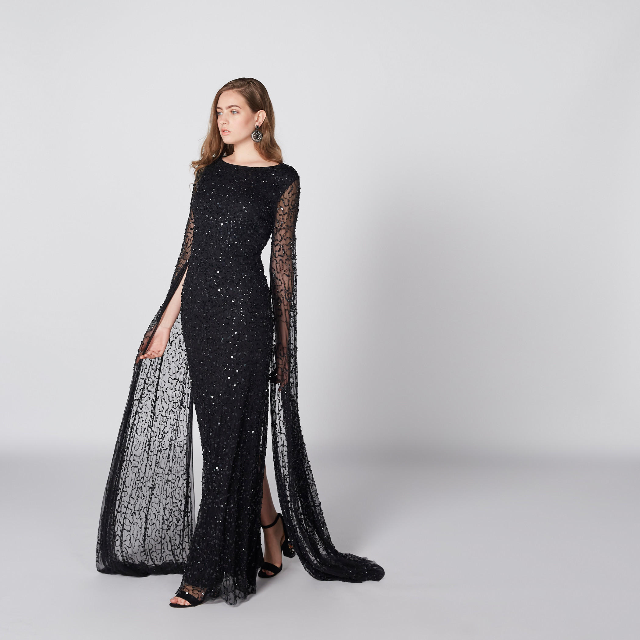 فستان طويل إيه لاين مزيّن بفتحة خلفية-women-clothing-dresses-image-2