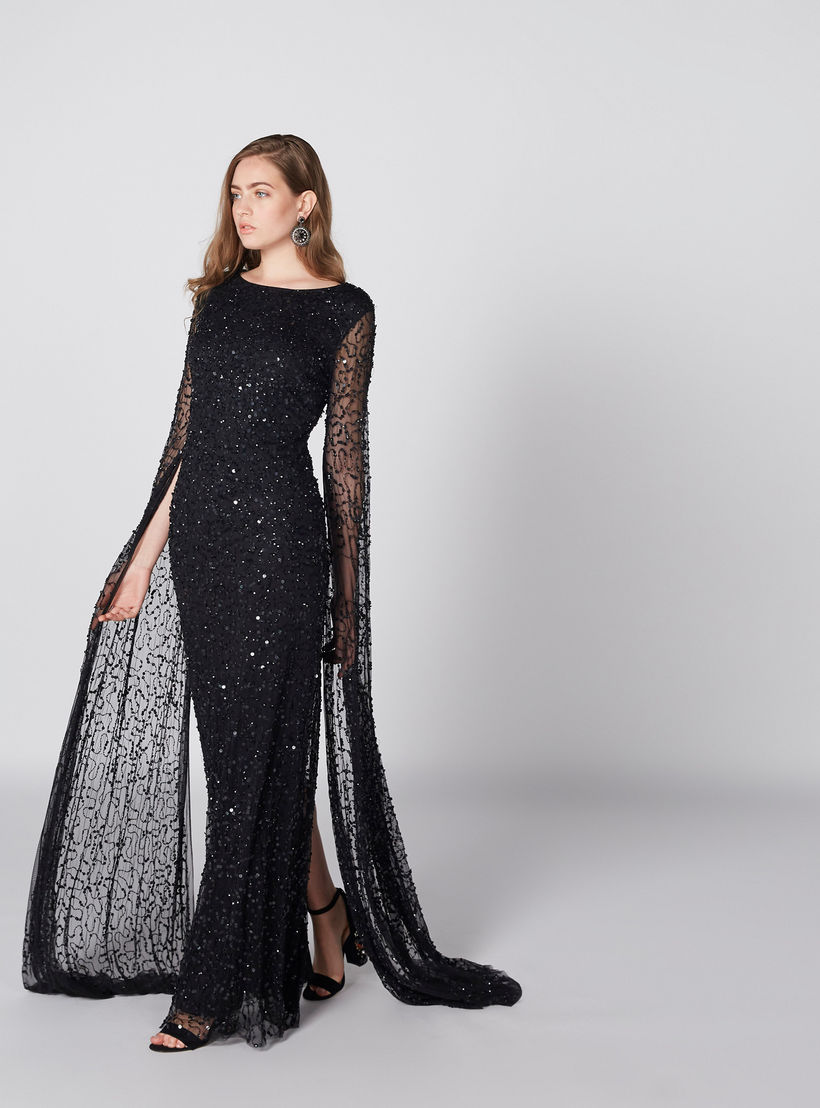 فستان طويل إيه لاين مزيّن بفتحة خلفية-women-clothing-dresses-image-2