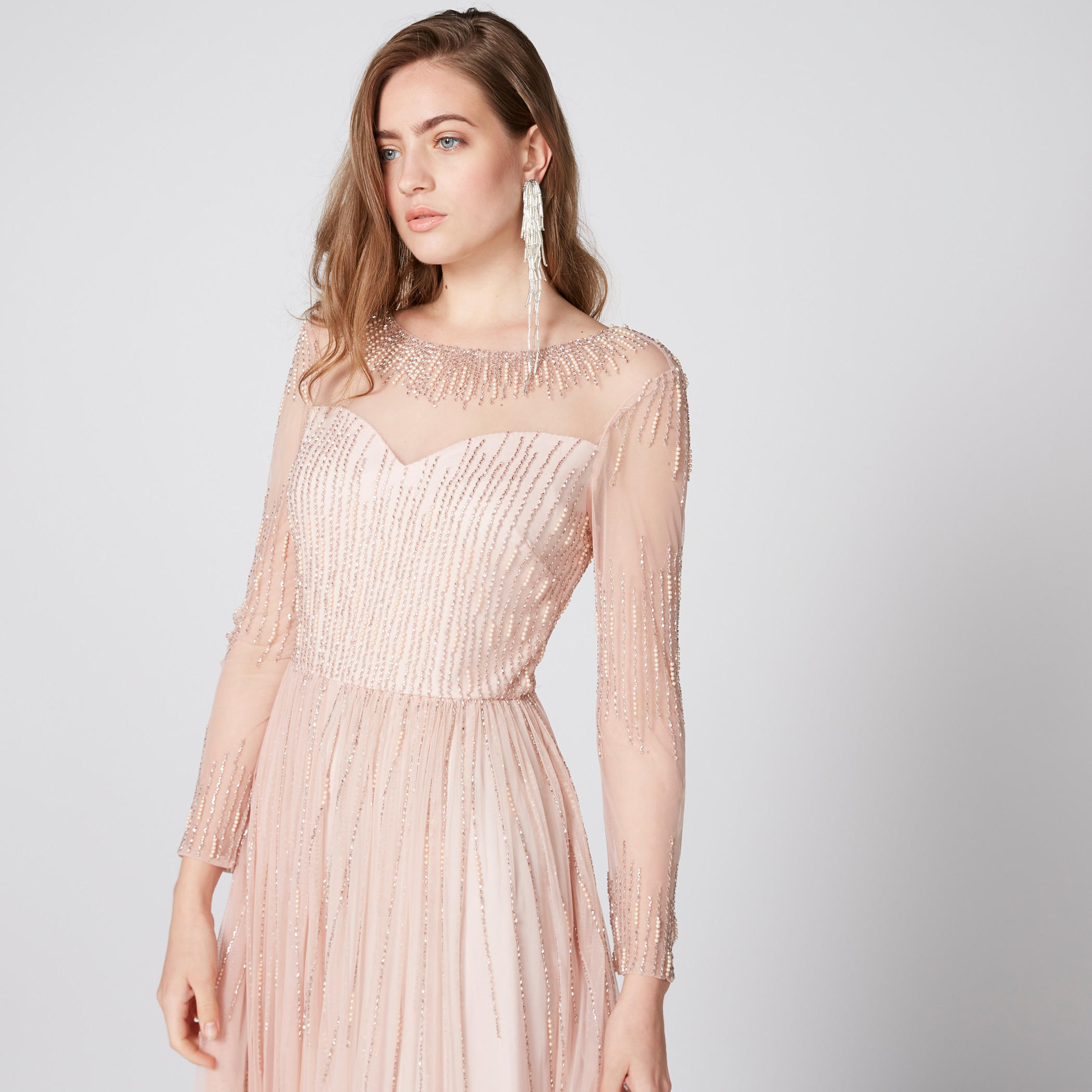Embellished Maxi Dress with Round Neck and Long Sleeves-women-clothing-dresses-image-1