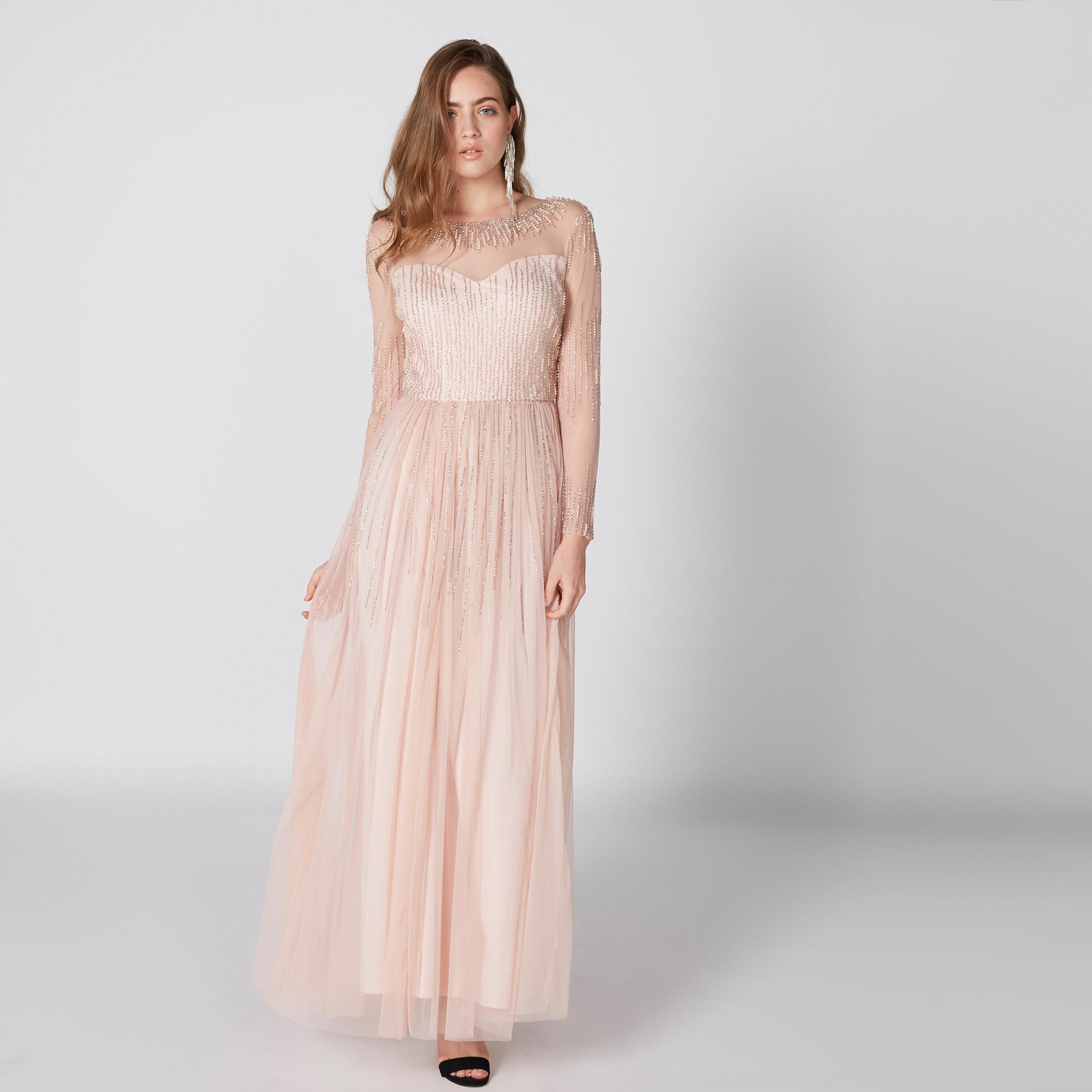 Embellished Maxi Dress with Round Neck and Long Sleeves-women-clothing-dresses-image-4