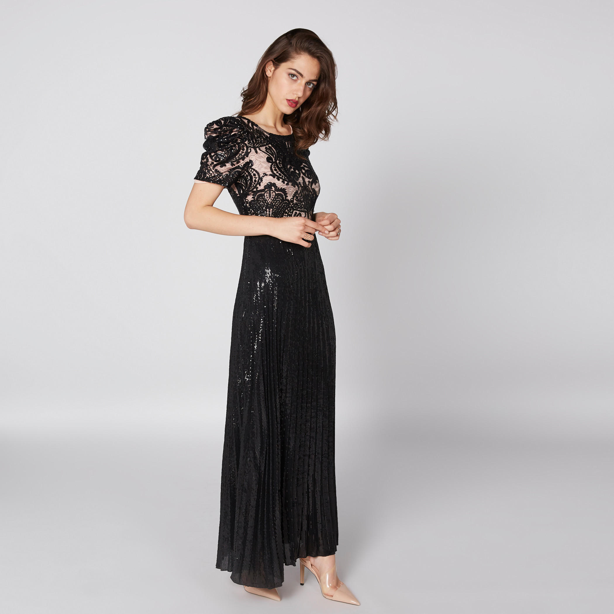 فستان طويل مزين بأكمام قصيرة-women-clothing-dresses-image-4