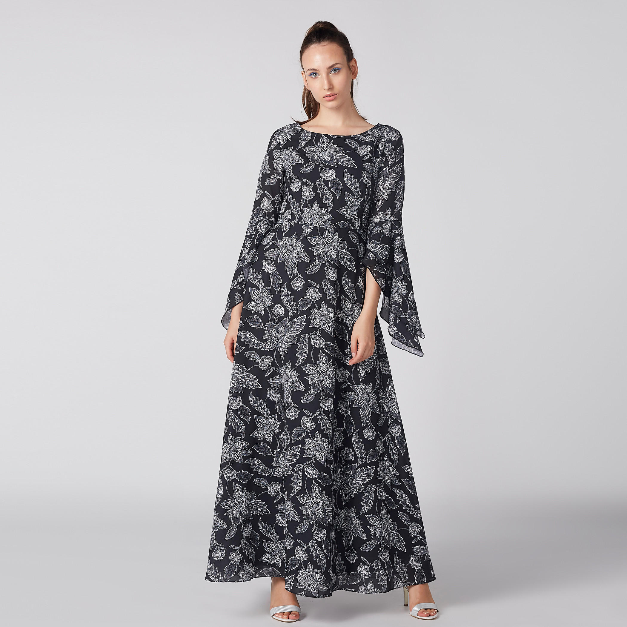 Floral Printed Maxi Dress with Flared Sleeves-women-clothing-dresses-image-1