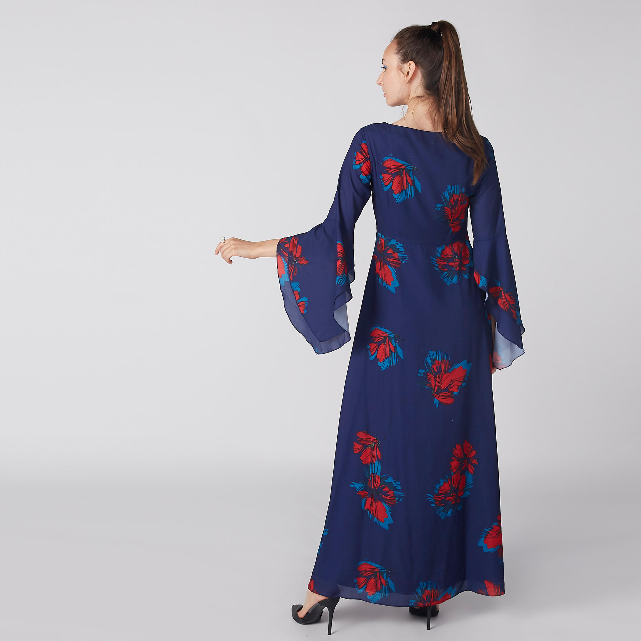 Floral Printed Dress with Flared Sleeves-women-clothing-dresses-image-3