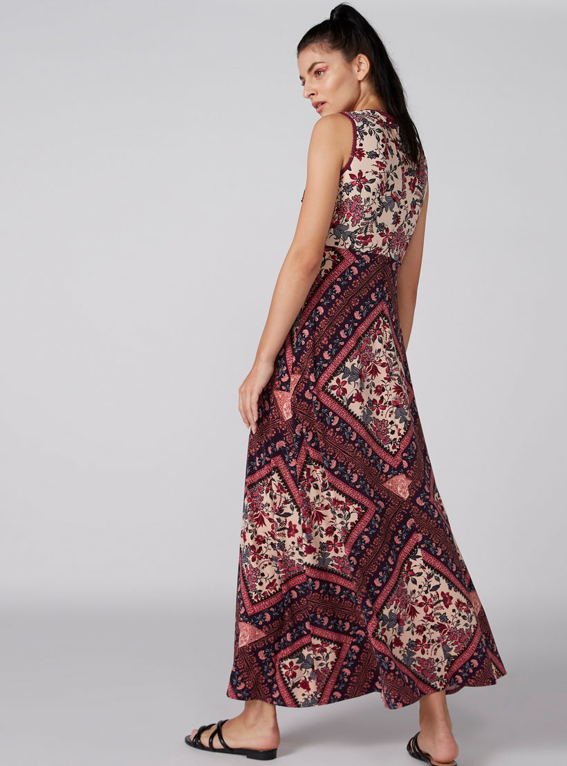 فستان طويل دون أكمام بياقة مستديرة وطبعات-women-clothing-dresses-image-2