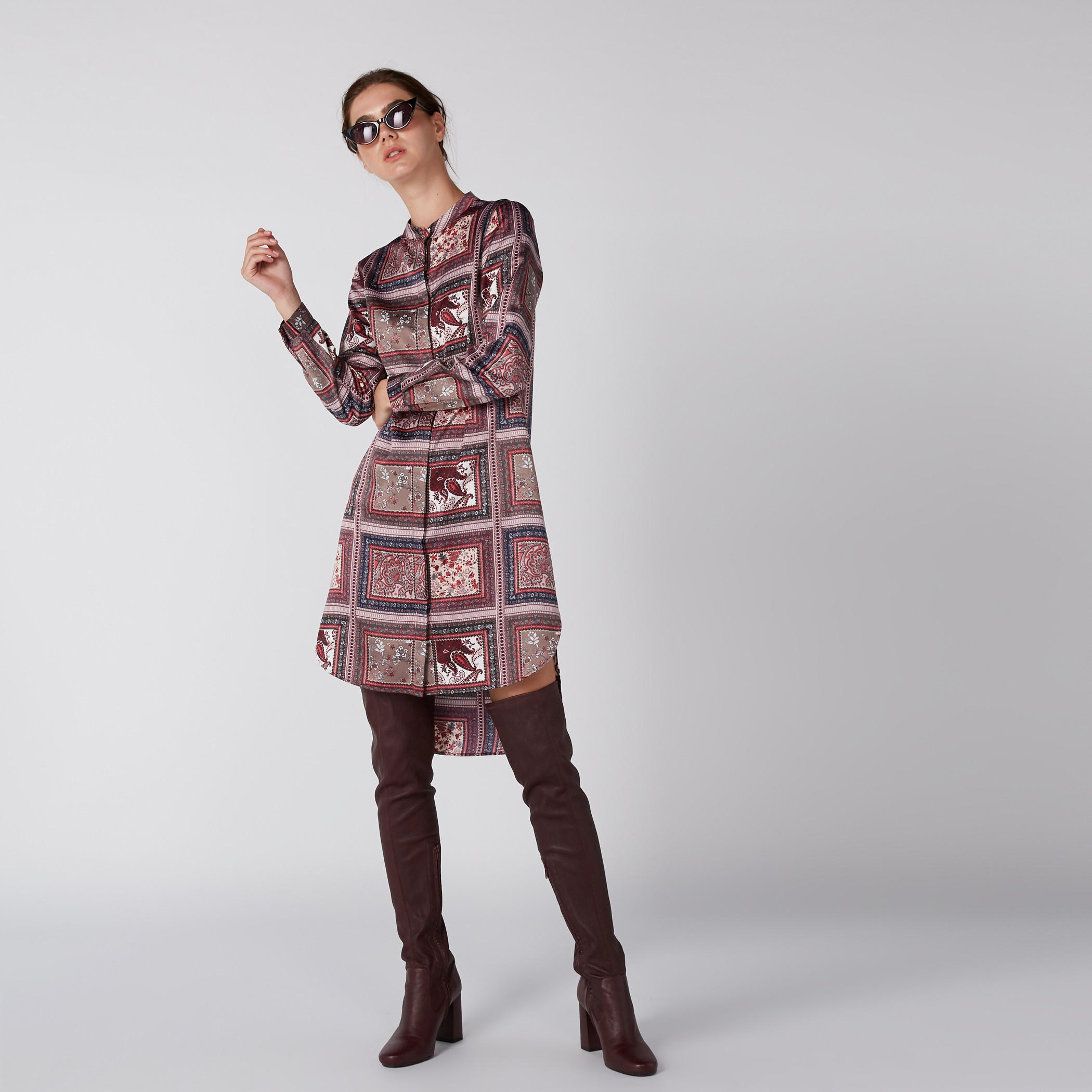 فستان قميص بطبعات وأكمام طويلة وياقة ماندارين-women-clothing-dresses-image-1