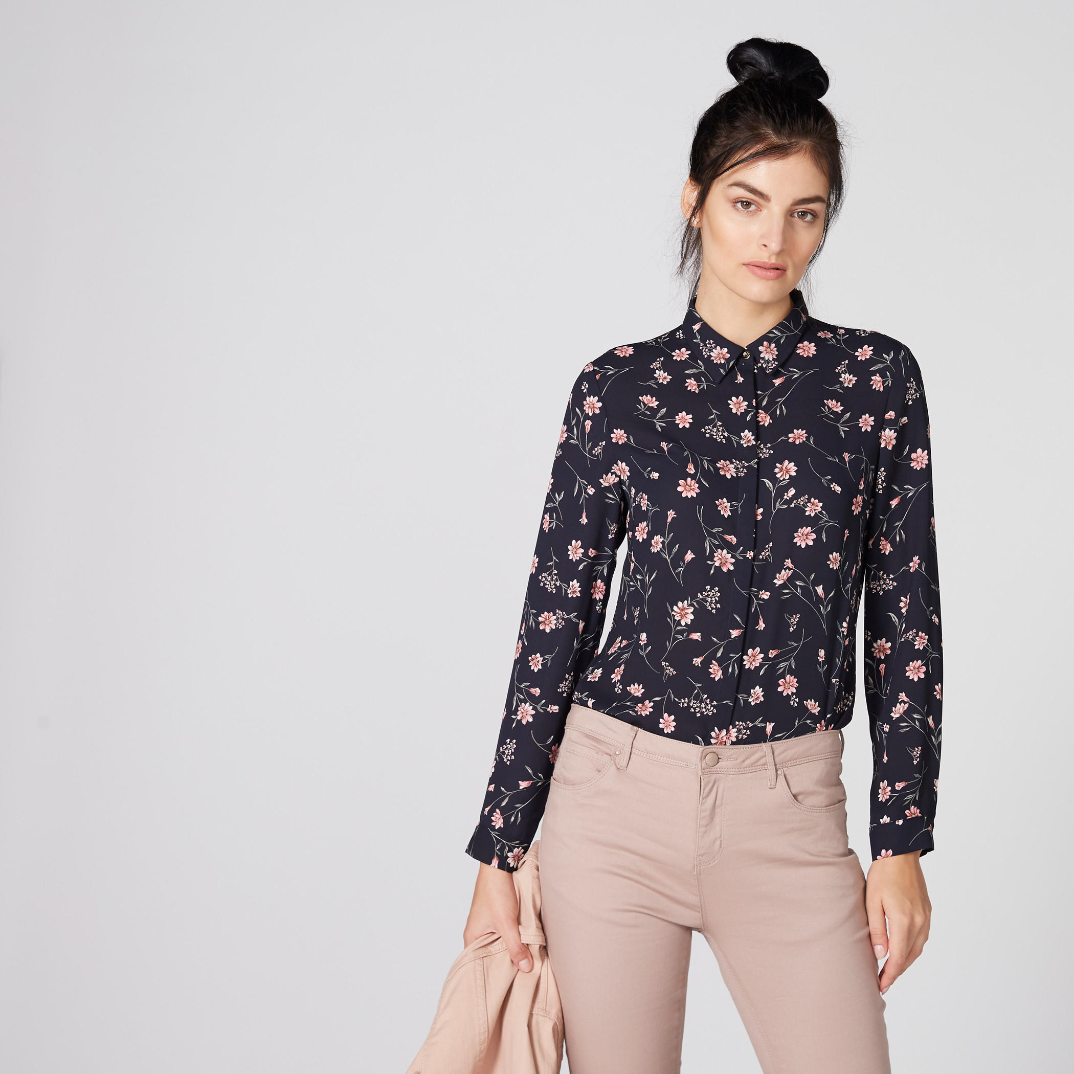 Floral Printed Shirt with Long Sleeves and Concealed Placket-women-clothing-shirtsandblouses-shirts-image-1