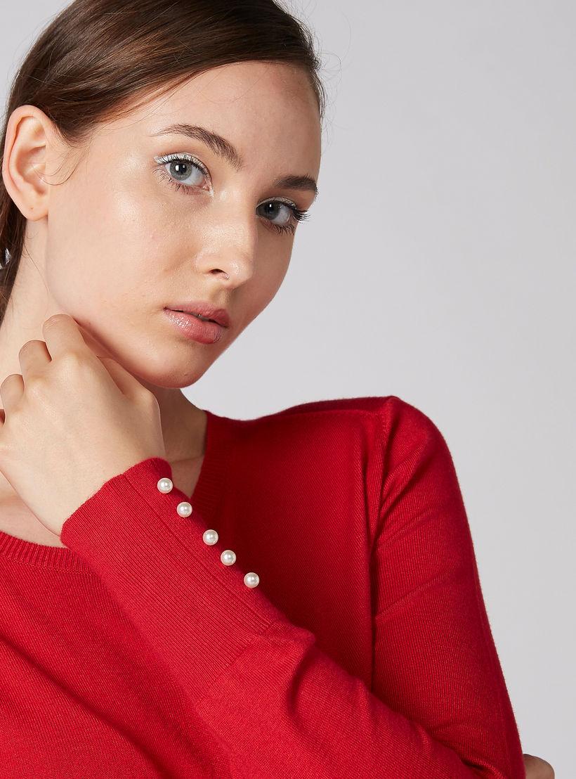 كارديجن بتفاصيل لؤلؤ وزر إغلاق وأكمام طويلة-women-winterwear-cardigansandjumpers-cardigans-image-2