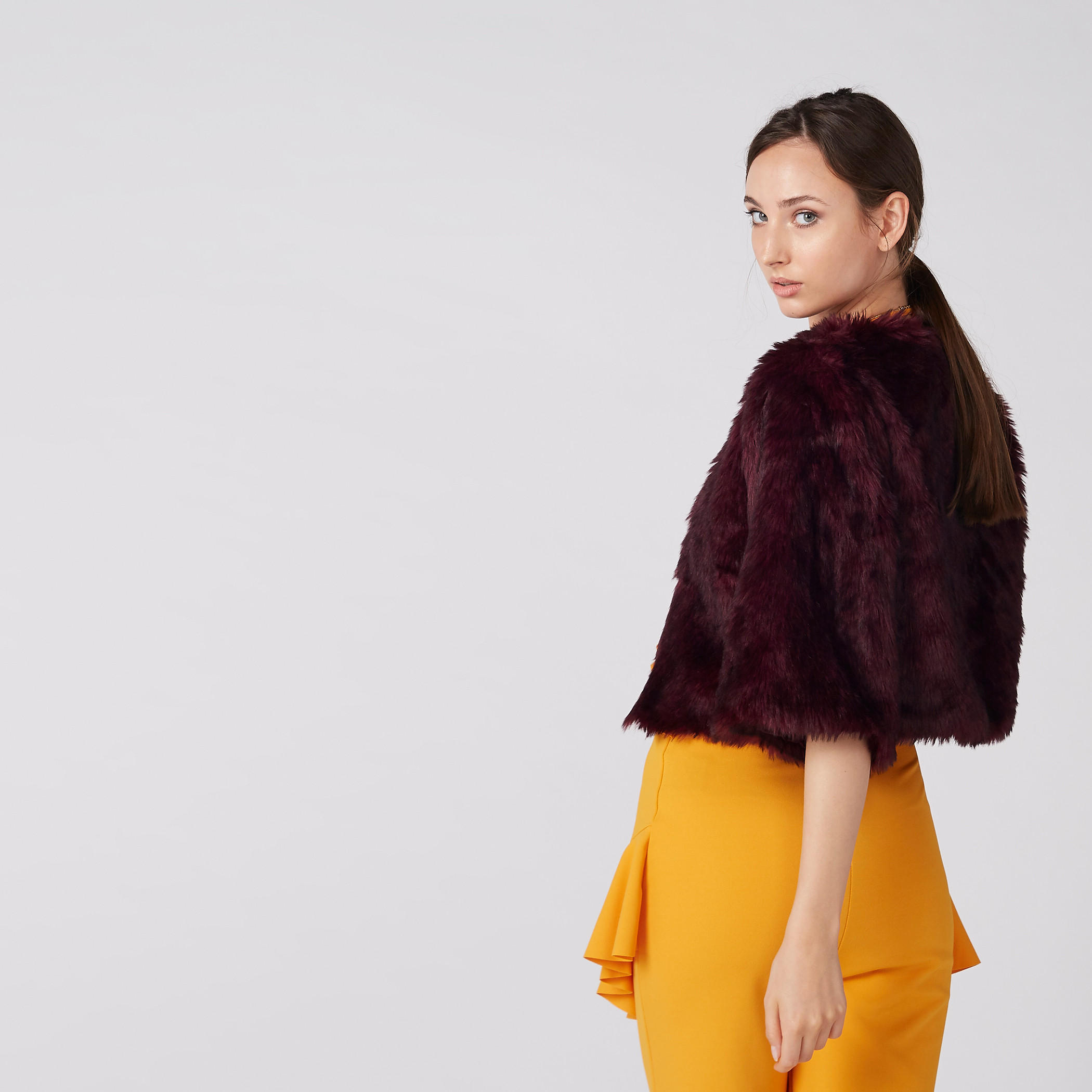 Plush Open Front Jacket with 3/4 Sleeves-women-winterwear-coatsandjackets-jackets-image-3