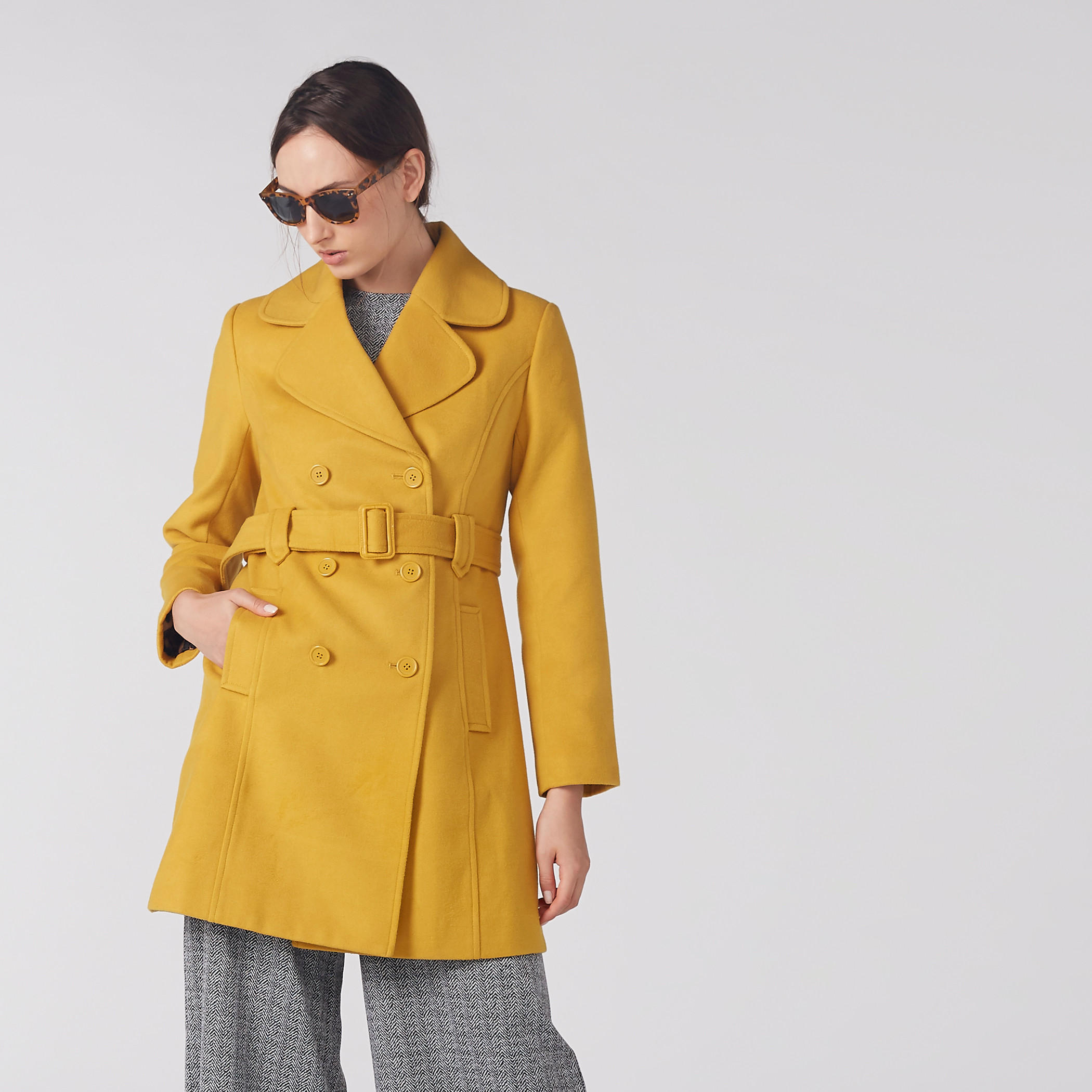 مِعطف بارز الملمس بأكمام طويلة وزر إغلاق-women-clothing-coatsandjackets-coats-image-1