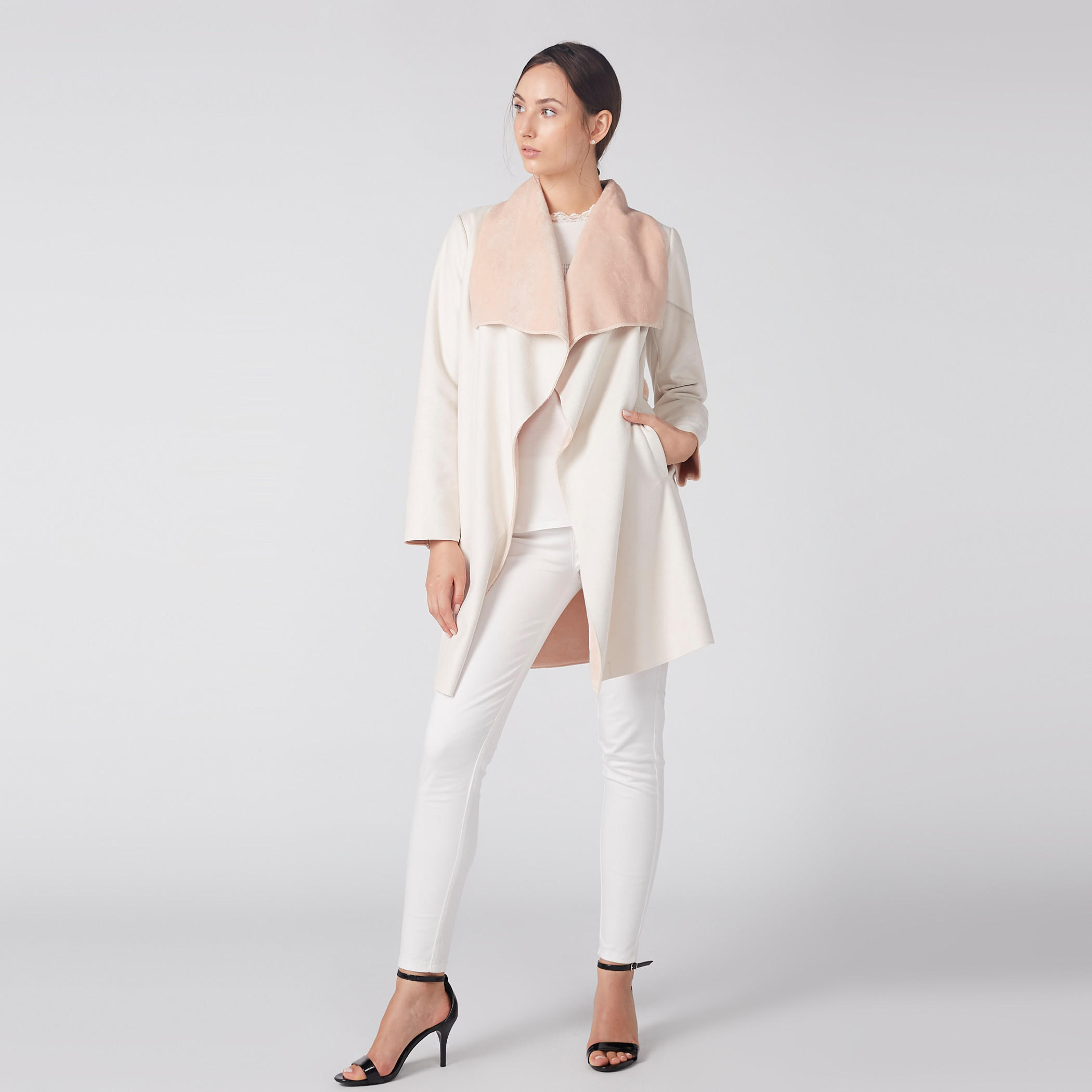 معطف بارز الملمس بأكمام طويلة وحزام رباط-women-clothing-coatsandjackets-coats-image-4