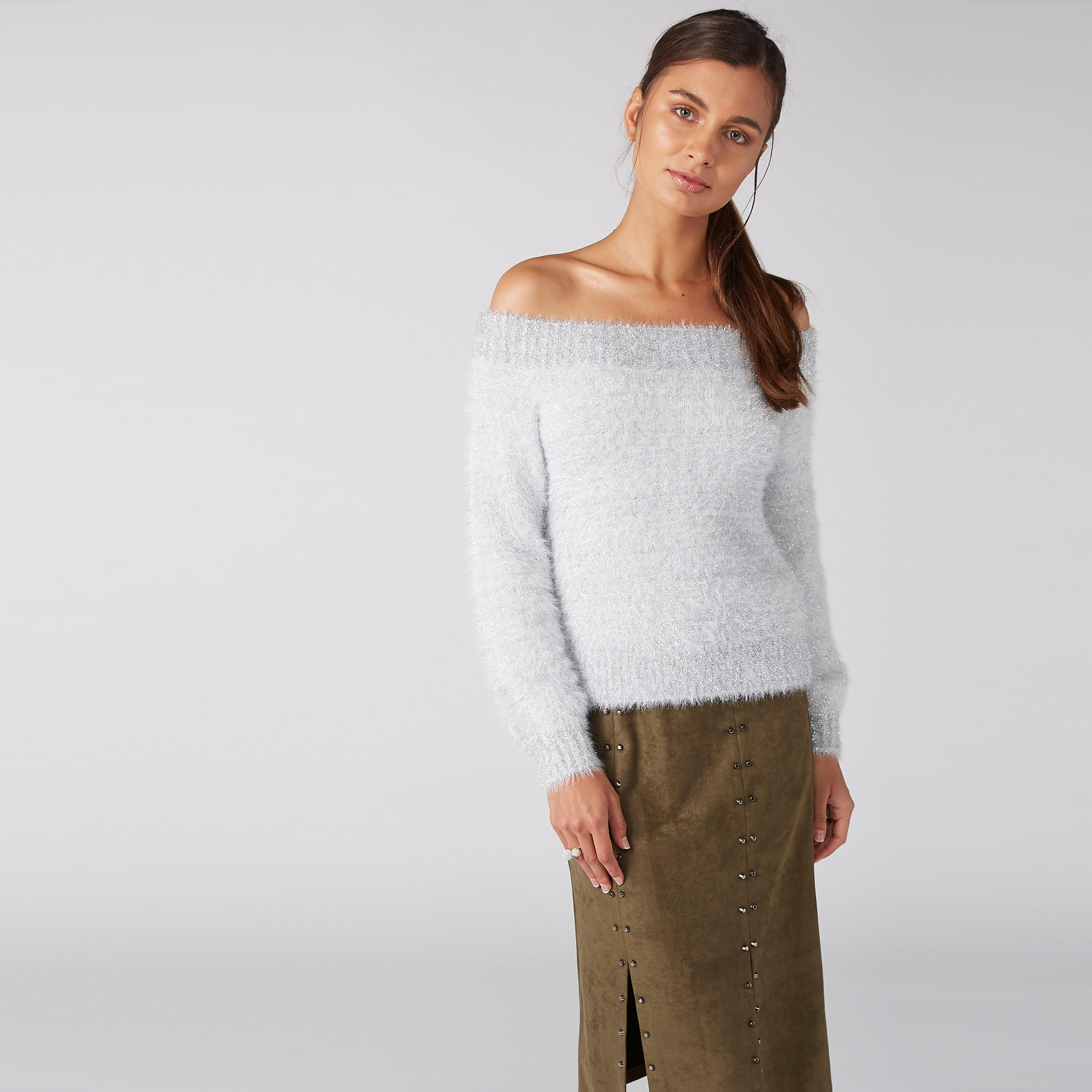 Textured Off Shoulder Sweater with Long Sleeves-women-clothing-cardigansandjumpers-jumpers-image-2