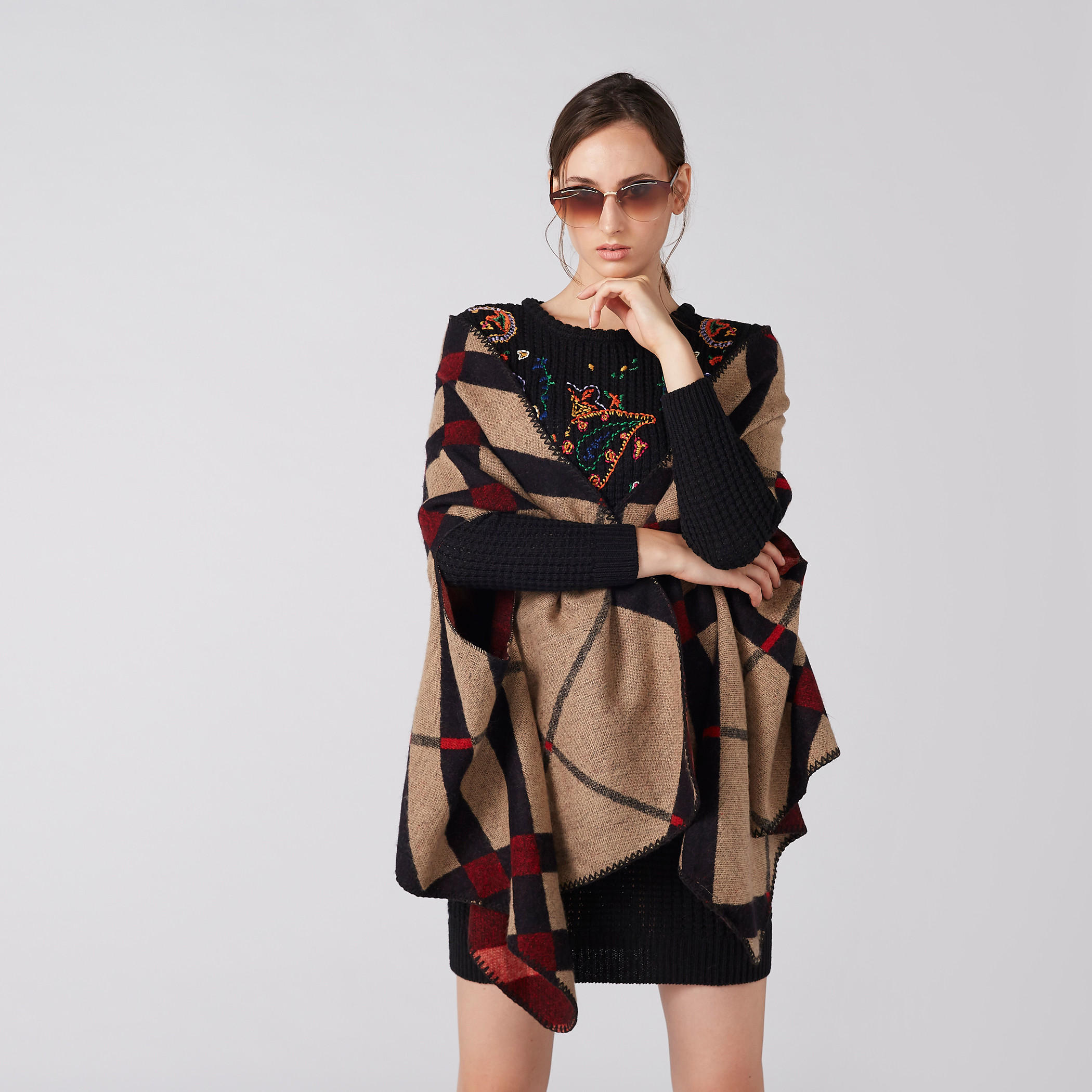 Textured Open Front Poncho-women-clothing-cardigansandjumpers-jumpers-image-1