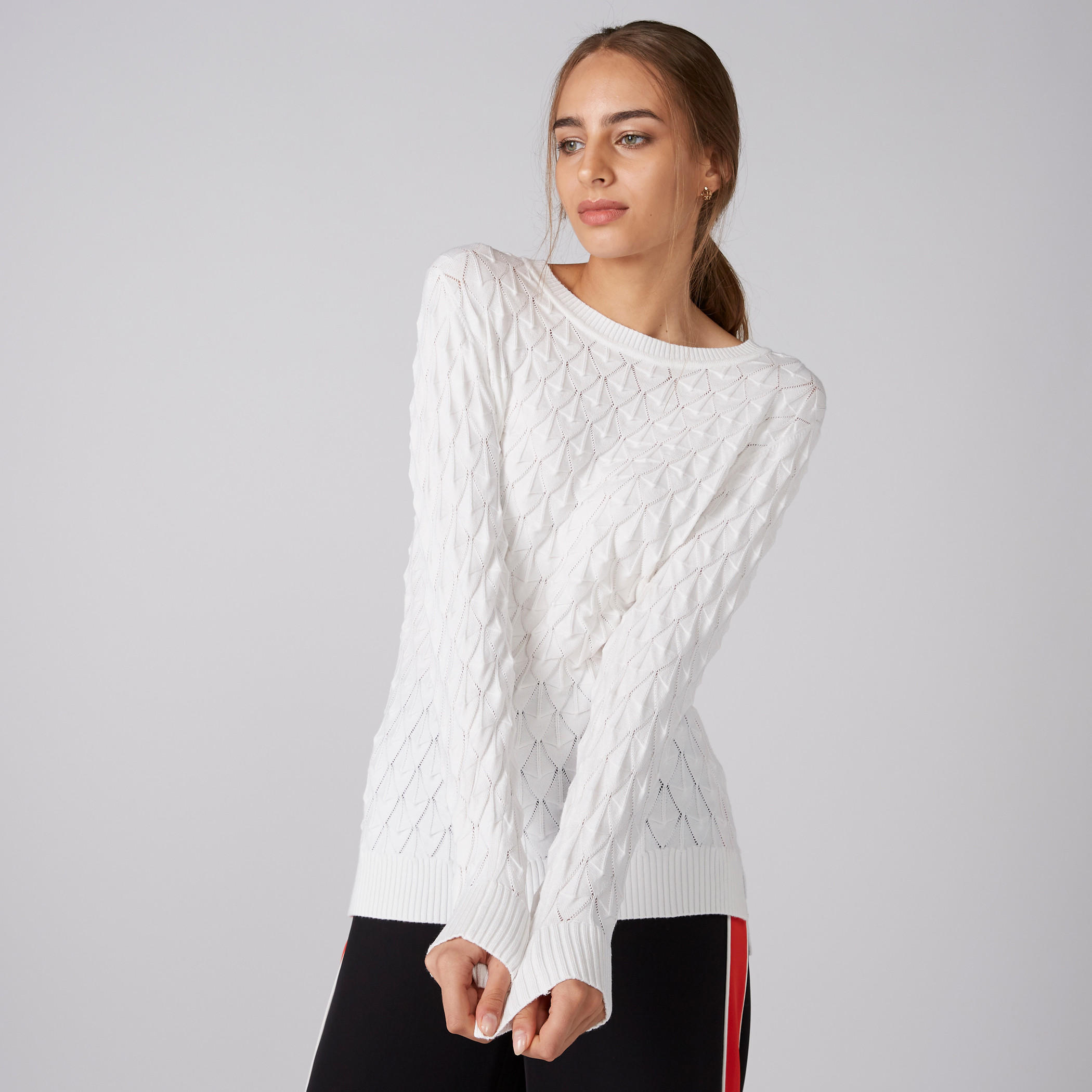 كنزة بارزة الملمس بأكمام طويلة وفتحة جانبية-women-clothing-cardigansandjumpers-jumpers-image-1