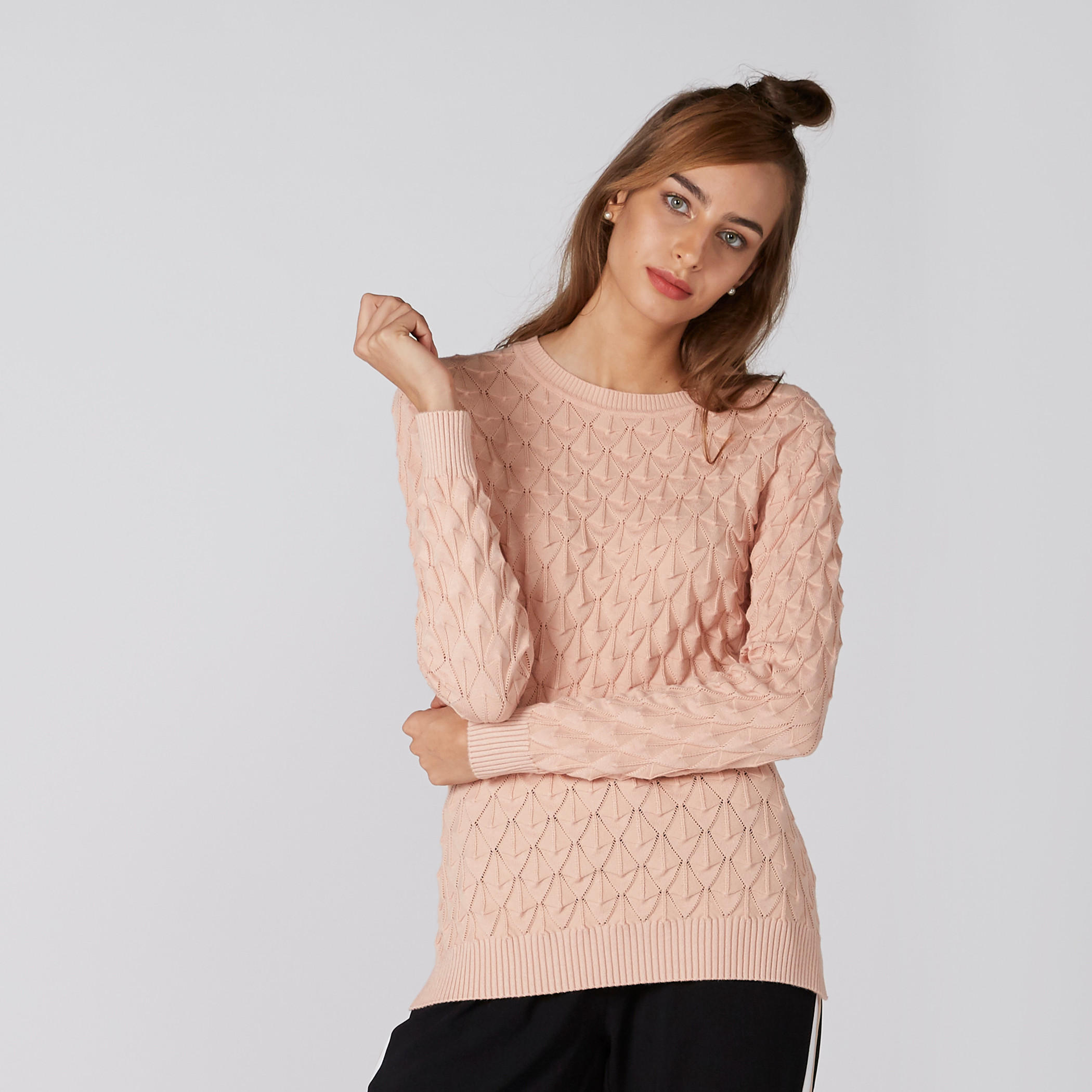 كنزة بارزة الملمس بأكمام طويلة وياقة مستديرة-women-clothing-cardigansandjumpers-jumpers-image-4