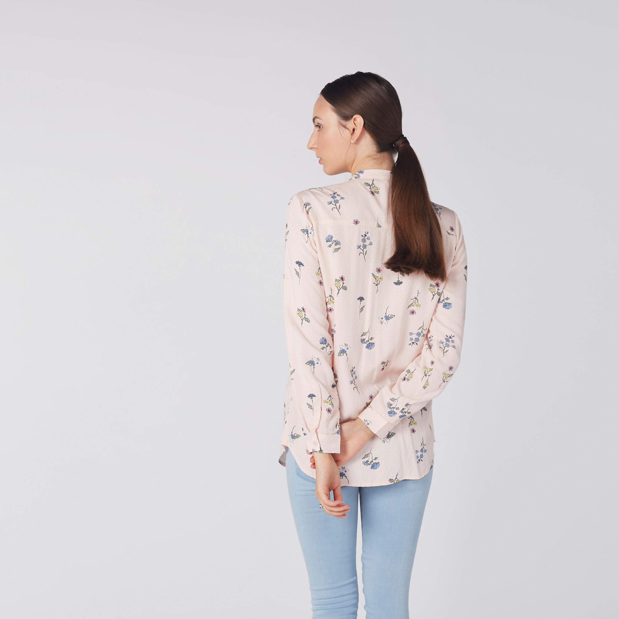 Floral Printed Shirt with Mandarin Collar and Complete Placket-women-clothing-shirtsandblouses-shirts-image-3
