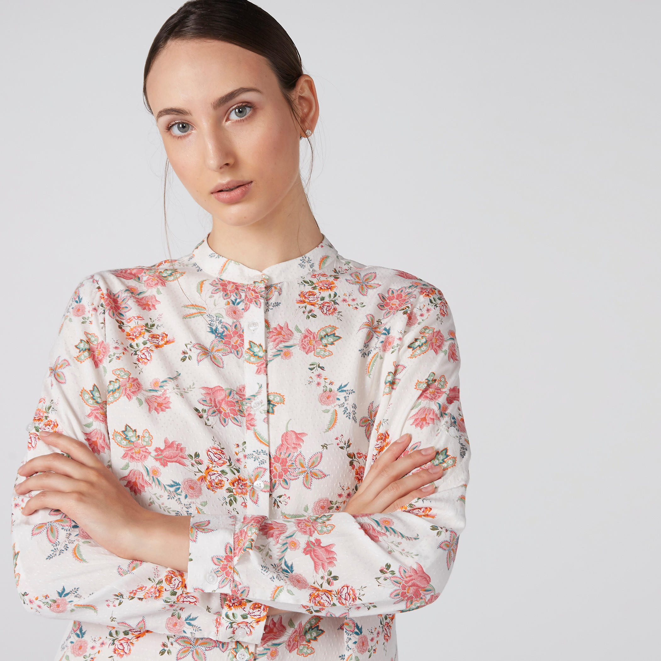 قميص بأكمام طويلة وياقة ماندارين وأزرار وطبعات-women-clothing-shirtsandblouses-shirts-image-2