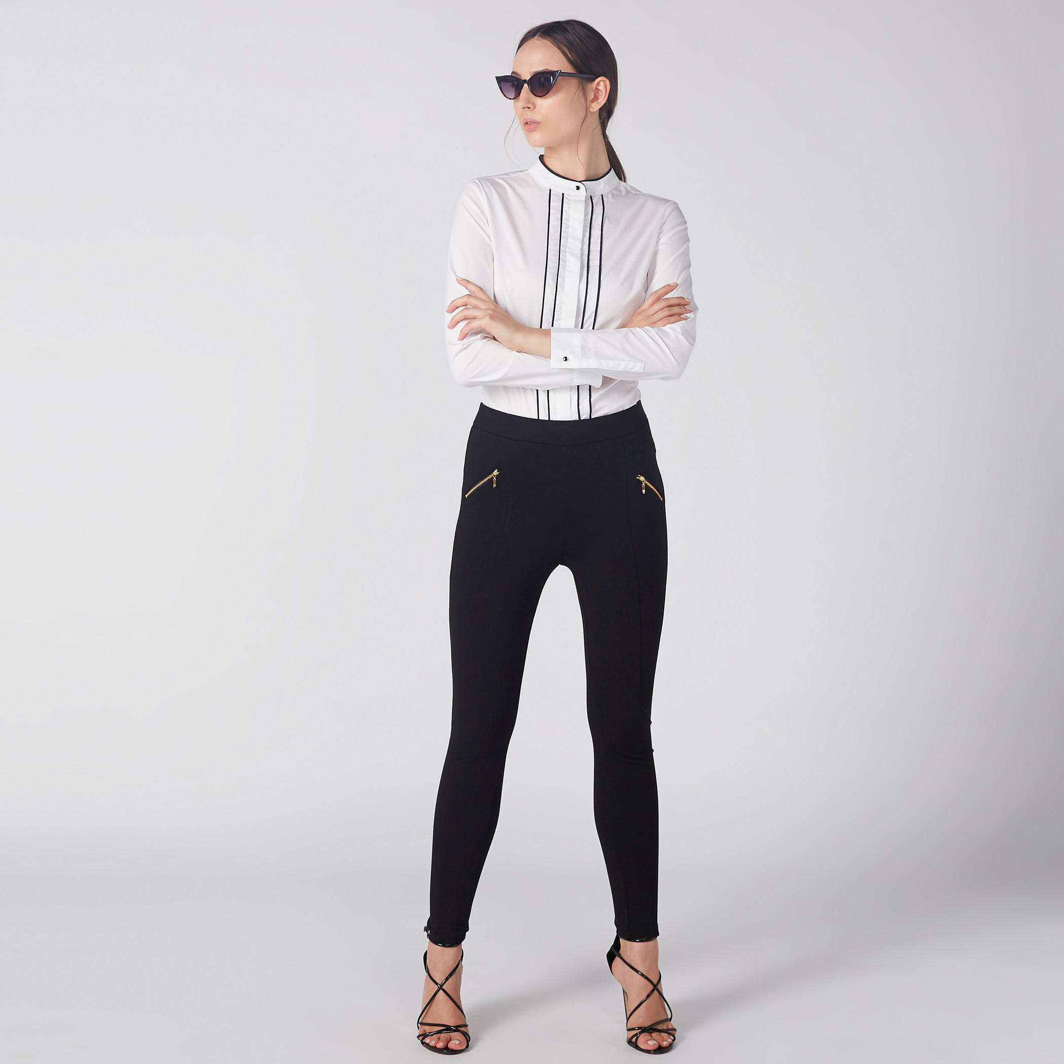 قميص بياقة ماندارين وأكمام طويلة ووصلة أزرار مخفية-women-clothing-shirtsandblouses-shirts-image-1