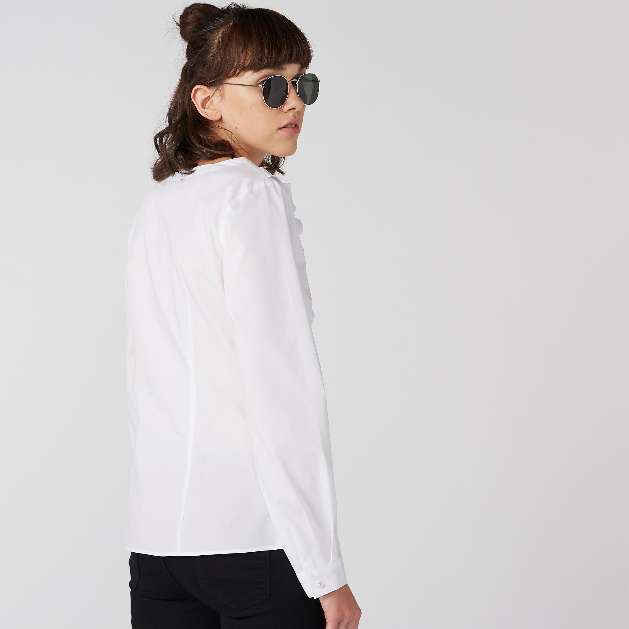 قميص بأكمام طويلة وتفاصيل كشكش ووصلة أزرار كاملة-women-clothing-shirtsandblouses-shirts-image-3
