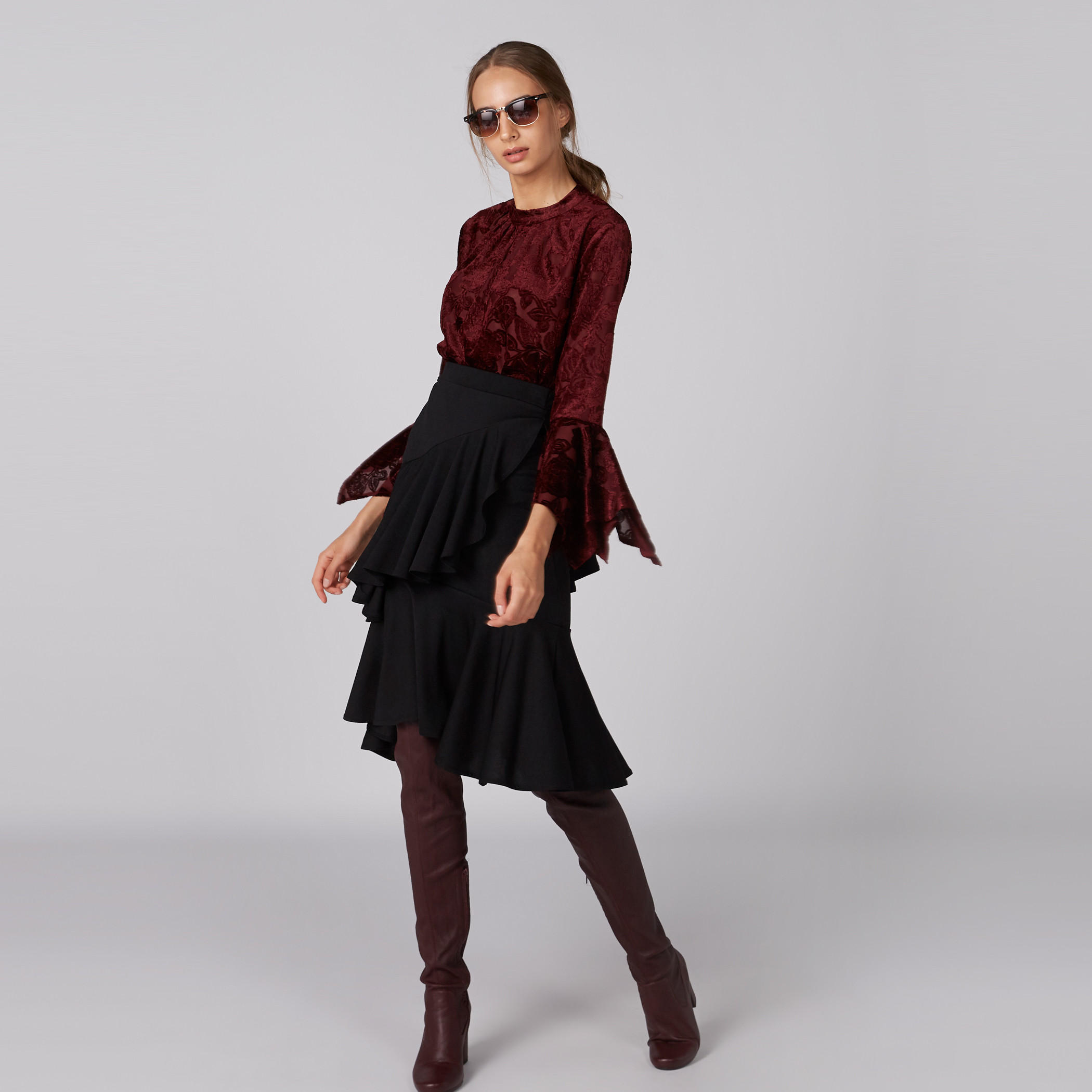 Ruffle Skirt with Asymmetric Hem-women-clothing-bottoms-skirts-image-3