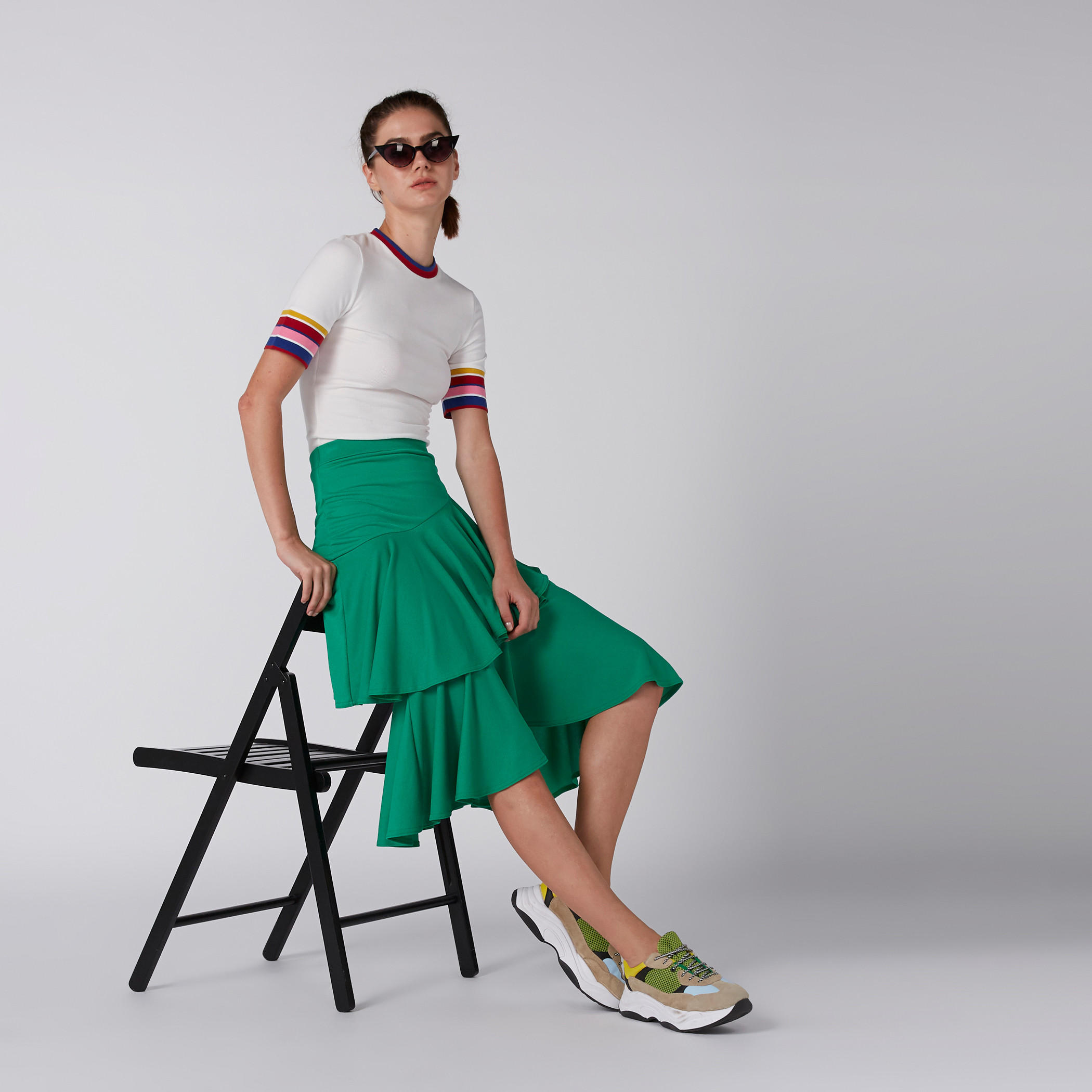 Ruffle Detail Midi Skirt with Elasticised Waistband-women-clothing-bottoms-skirts-image-1