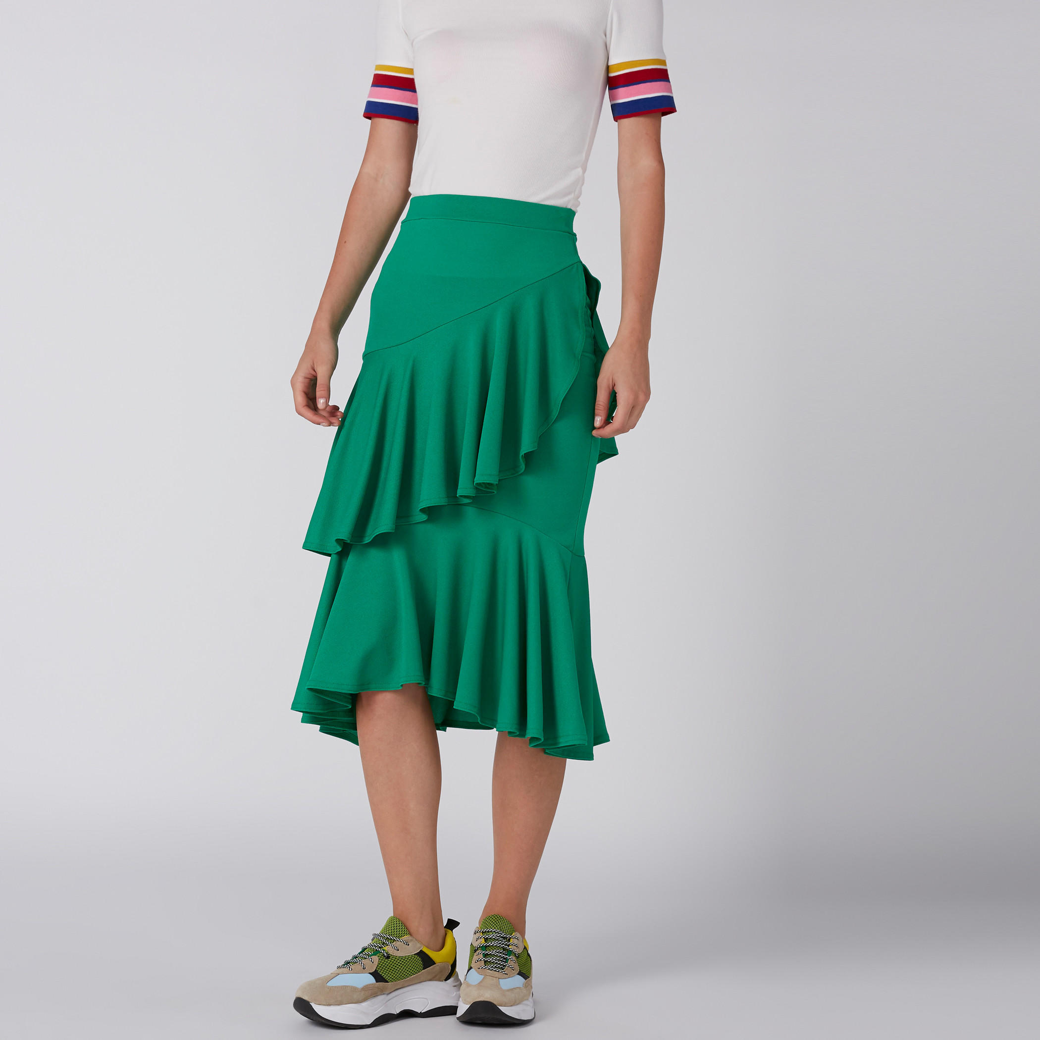 Ruffle Detail Midi Skirt with Elasticised Waistband-women-clothing-bottoms-skirts-image-2
