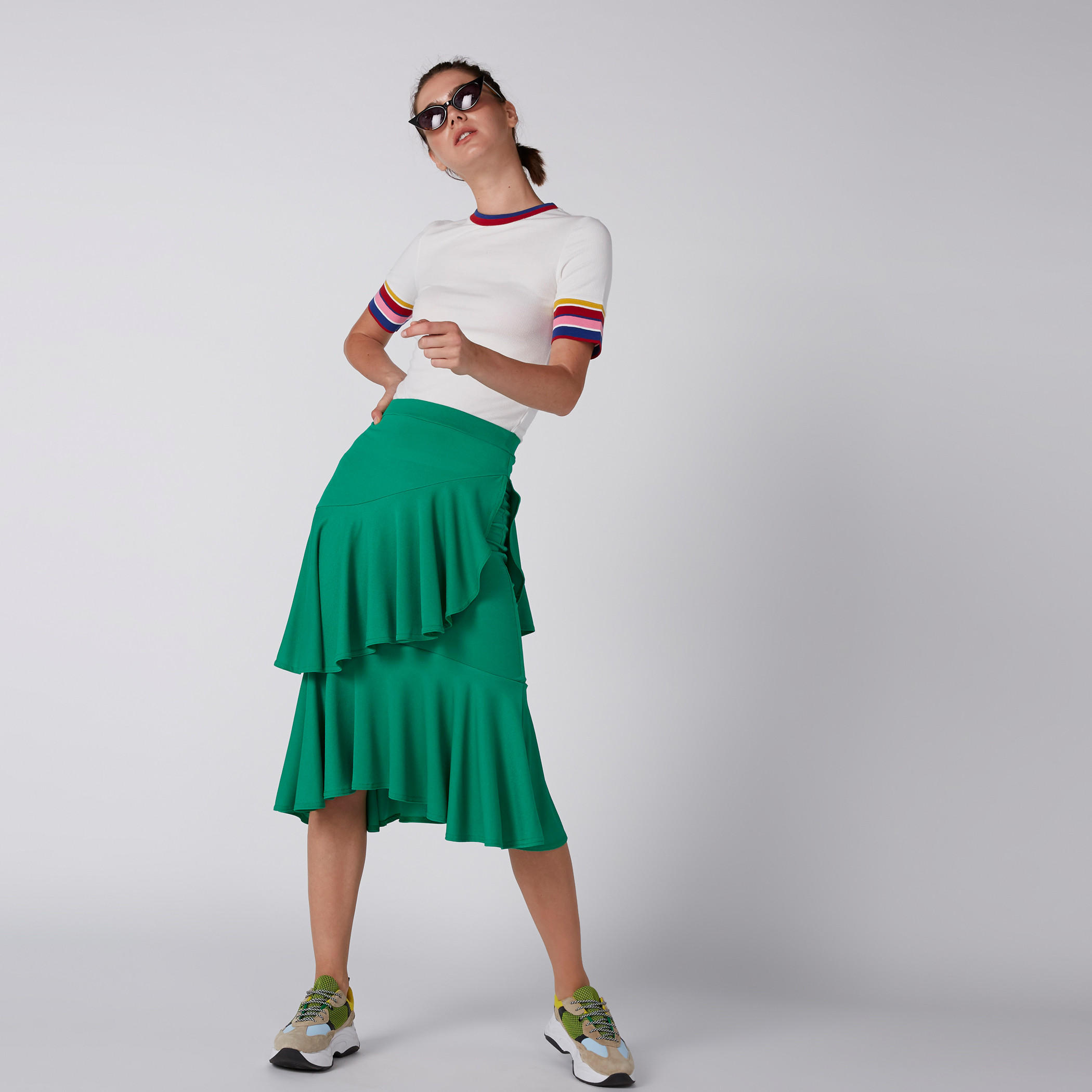 Ruffle Detail Midi Skirt with Elasticised Waistband-women-clothing-bottoms-skirts-image-3