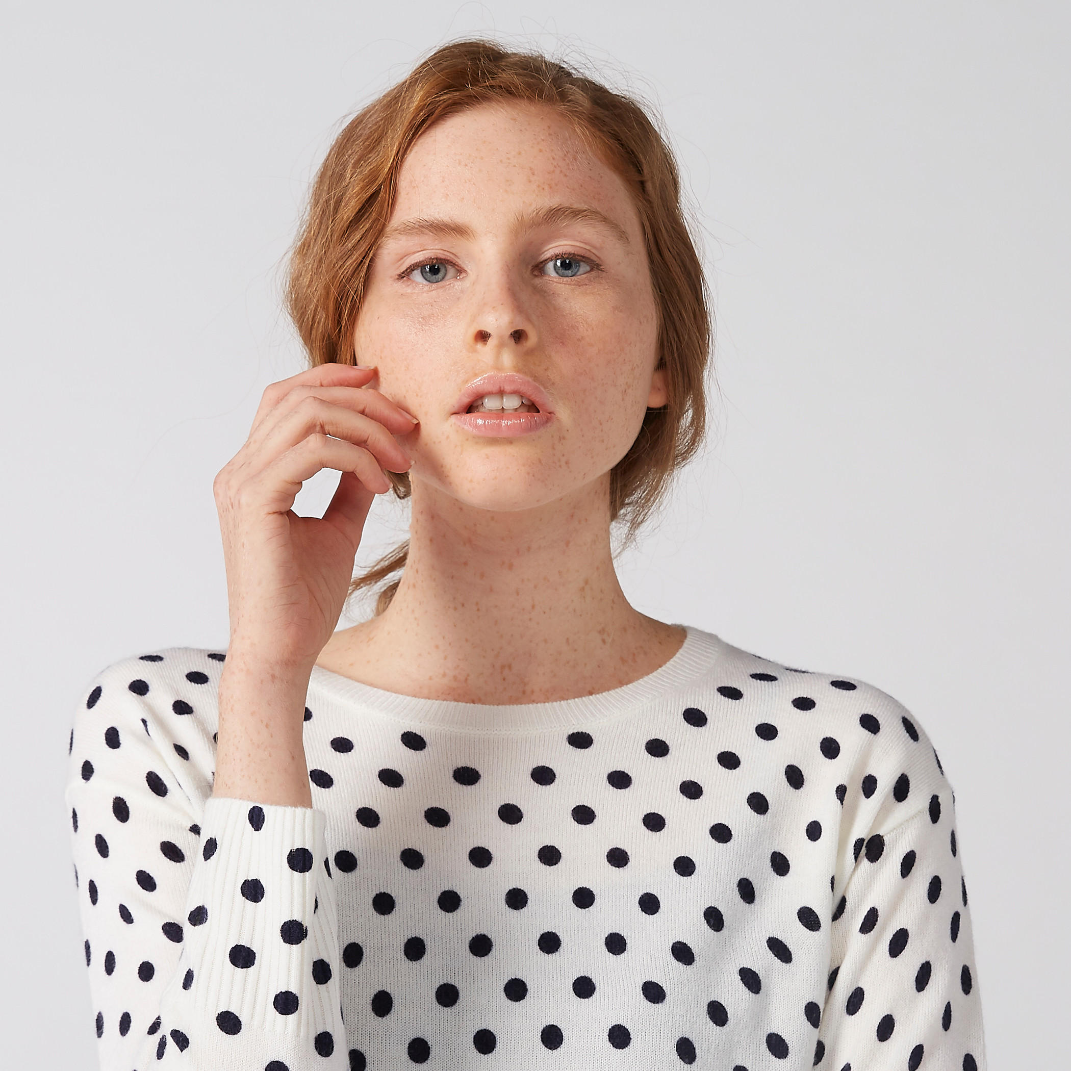 Polka Dot Printed Top with Cuffed Sleeves-women-clothing-shirtsandblouses-blouses-image-3