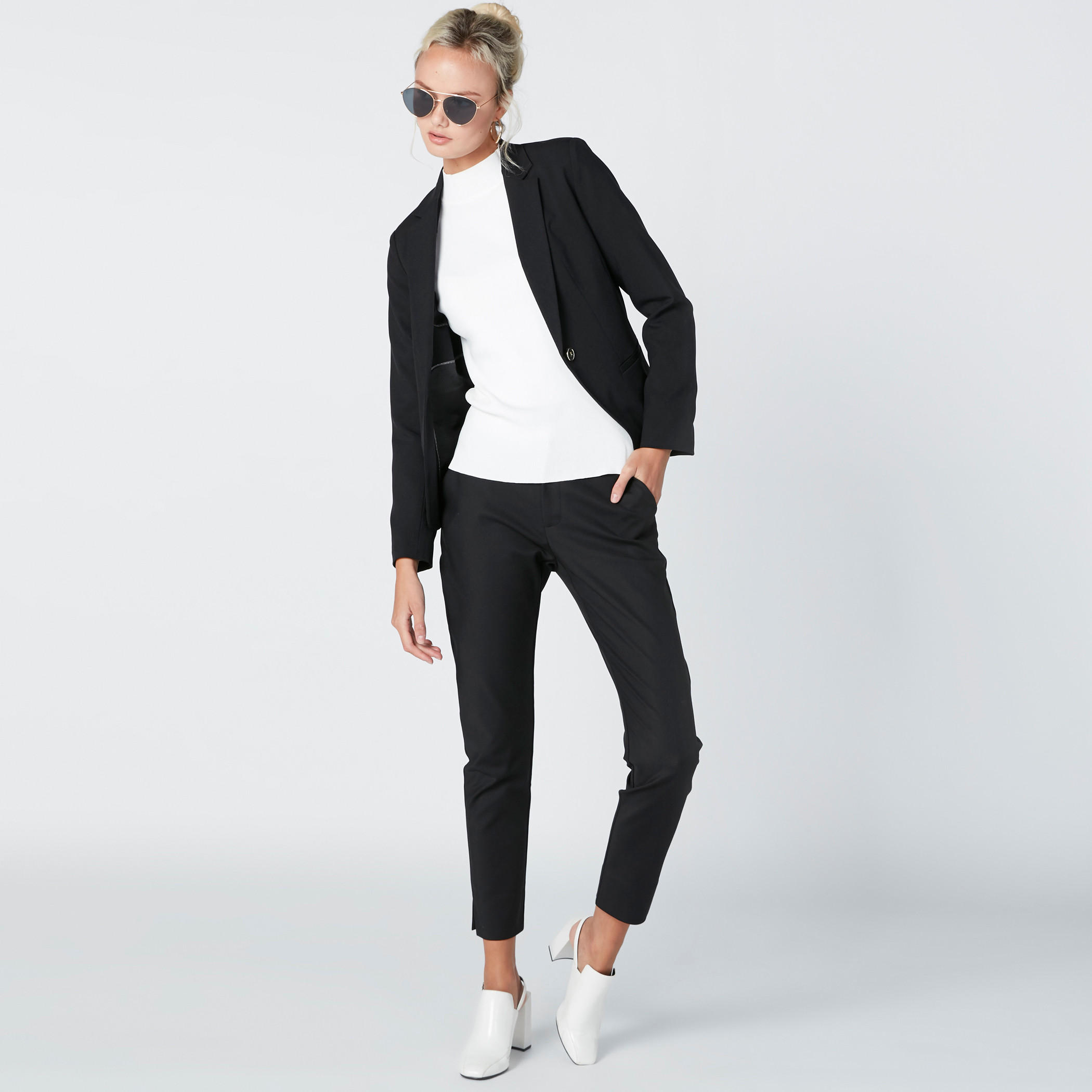 بلوزة ياقة عالية وأكمام 3/4 وأزرار-women-clothing-shirtsandblouses-blouses-image-3