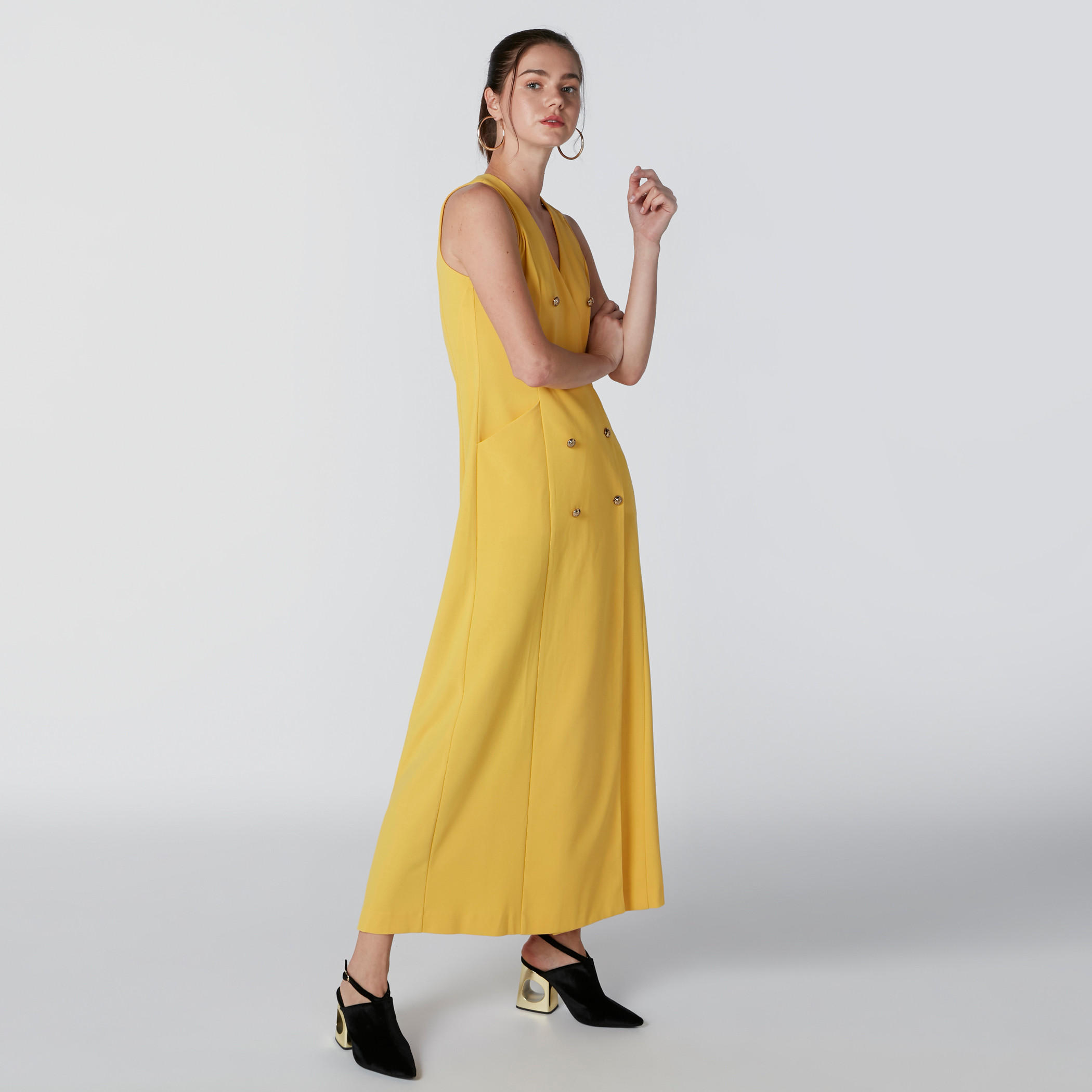 فستان طويل دون أكمام بأزرار وجيوب-women-clothing-dresses-image-4