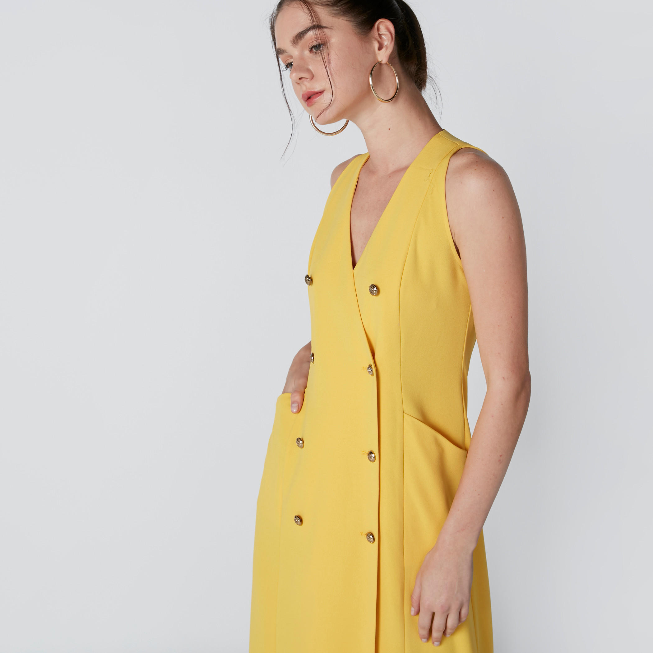 فستان طويل دون أكمام بأزرار وجيوب-women-clothing-dresses-image-5